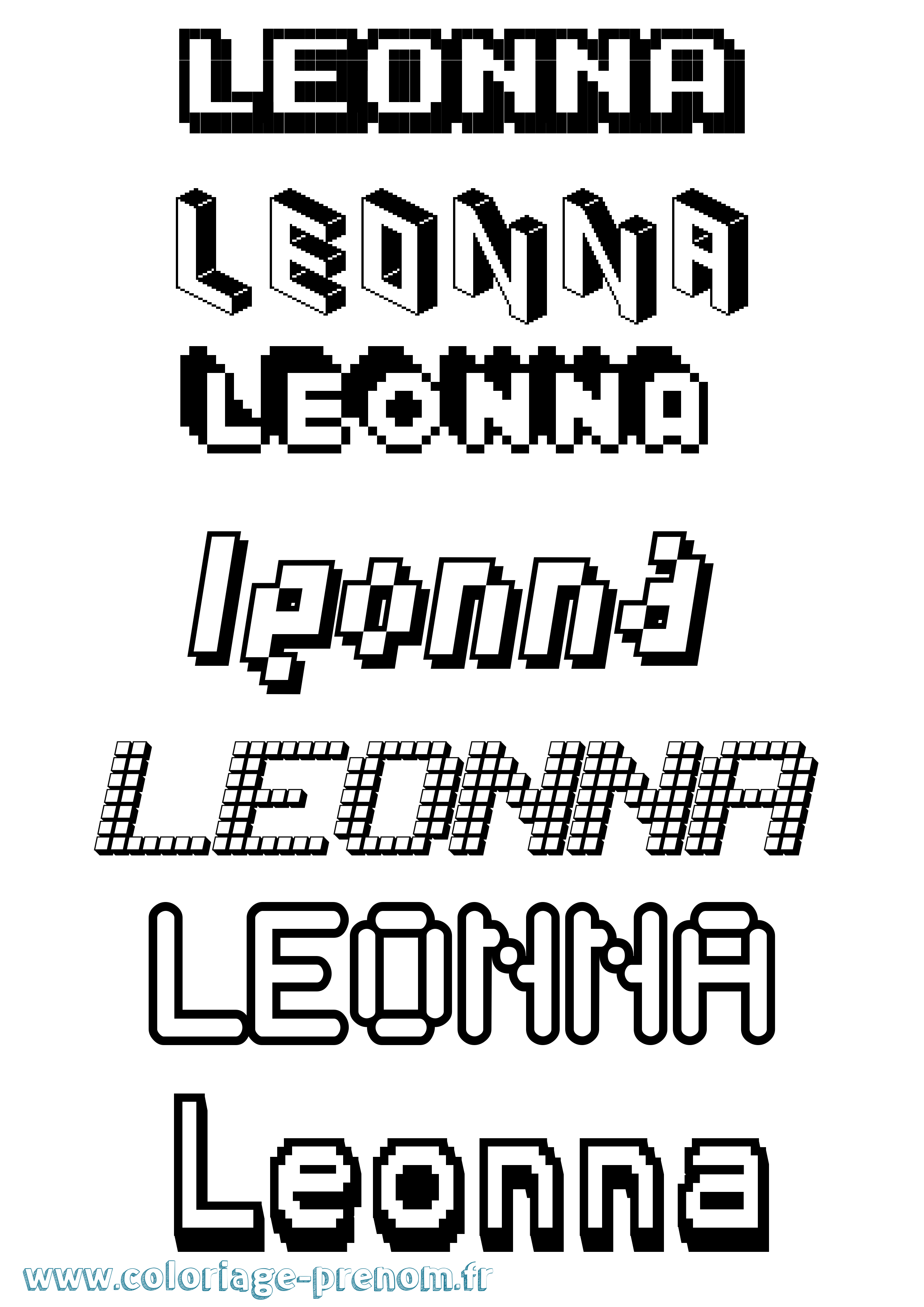Coloriage Leonna Pixel Coloriage prénom Leonna Pixel