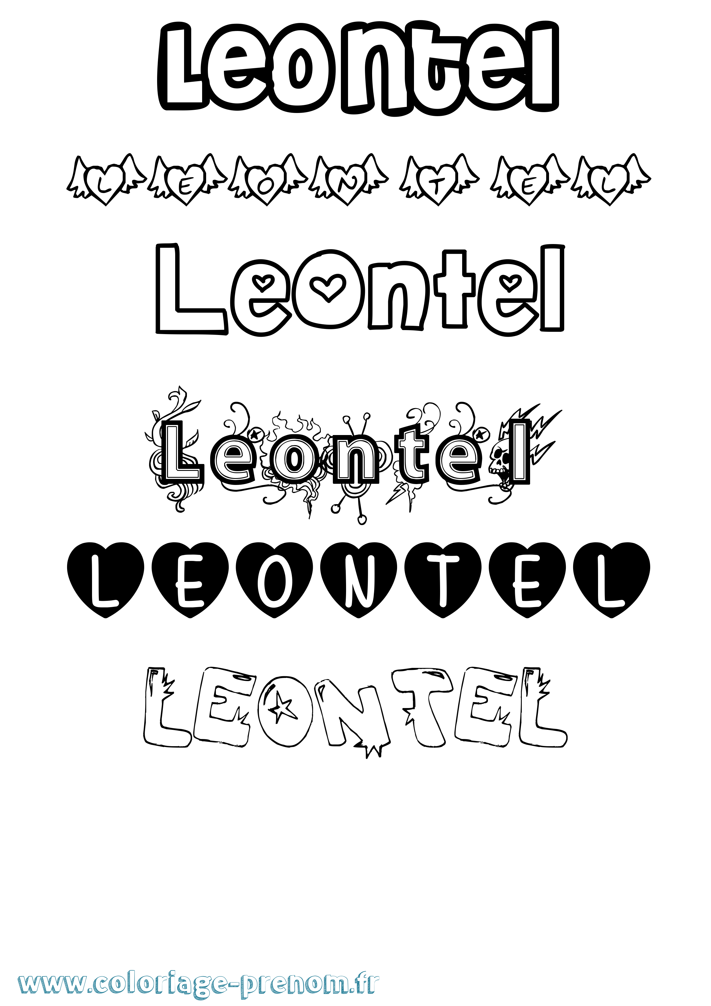 Coloriage Leontel Girly Coloriage prénom Leontel Girly