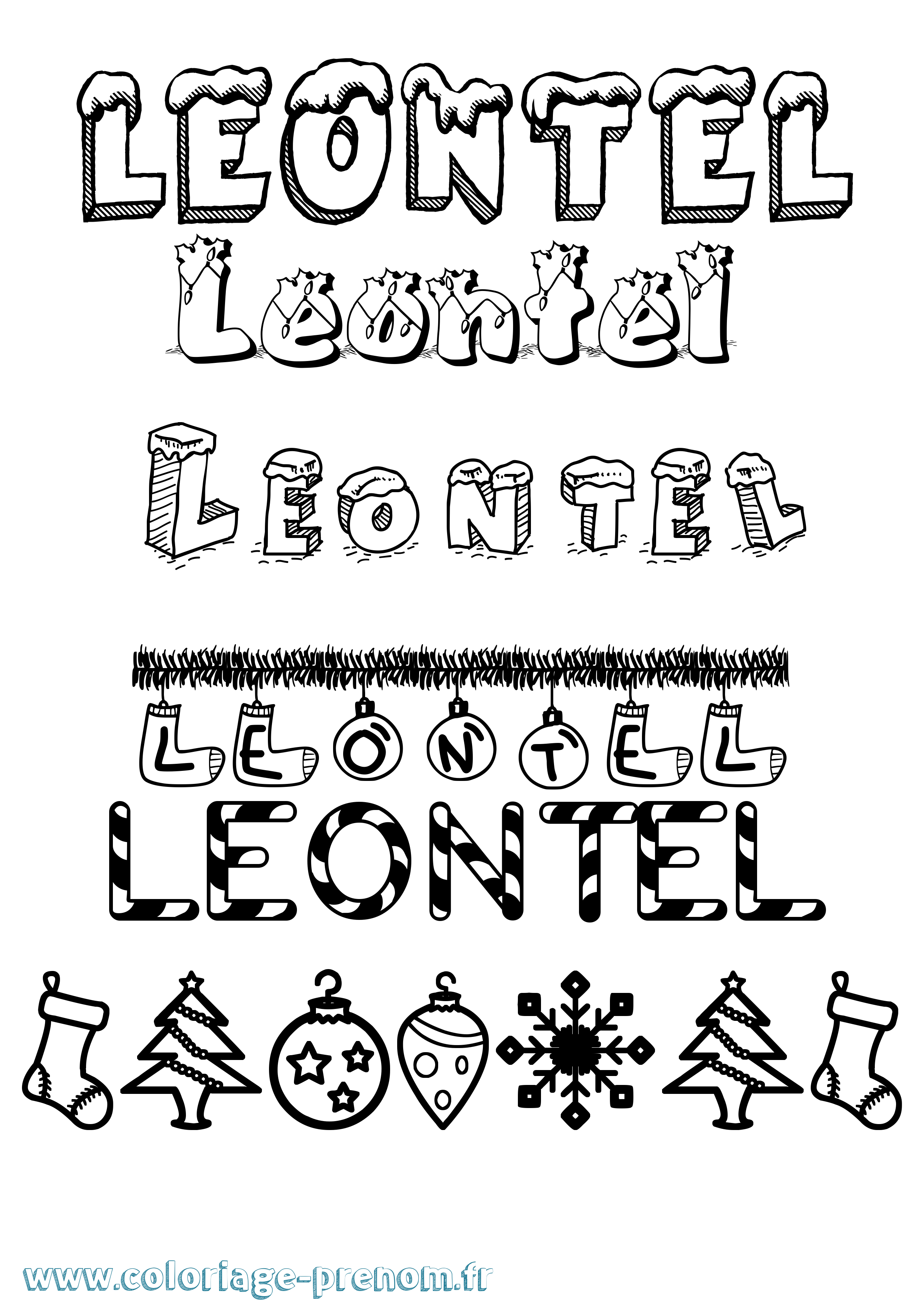 Coloriage Leontel Noël Coloriage prénom Leontel Noël