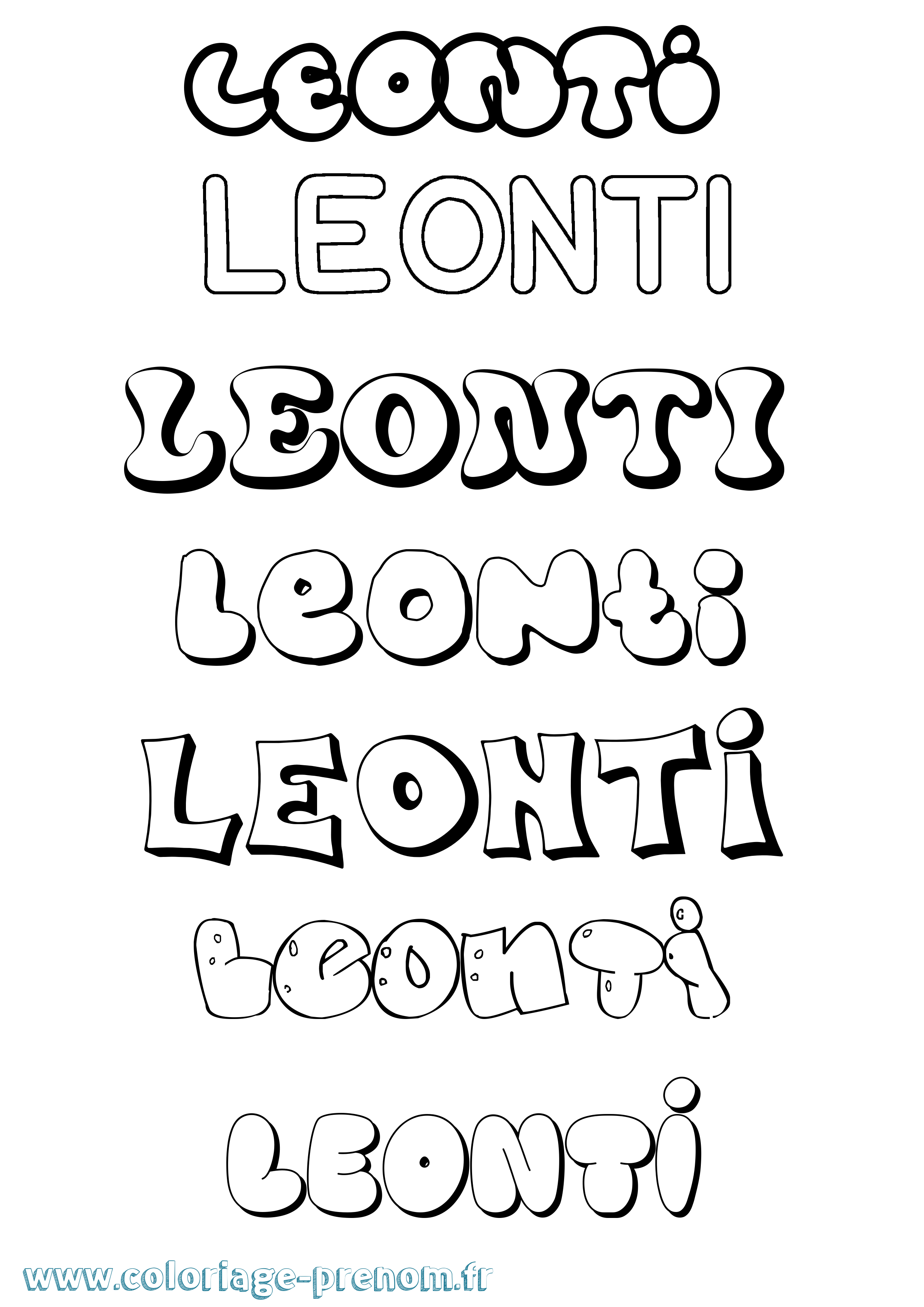 Coloriage Leonti Bubble Coloriage prénom Leonti Bubble