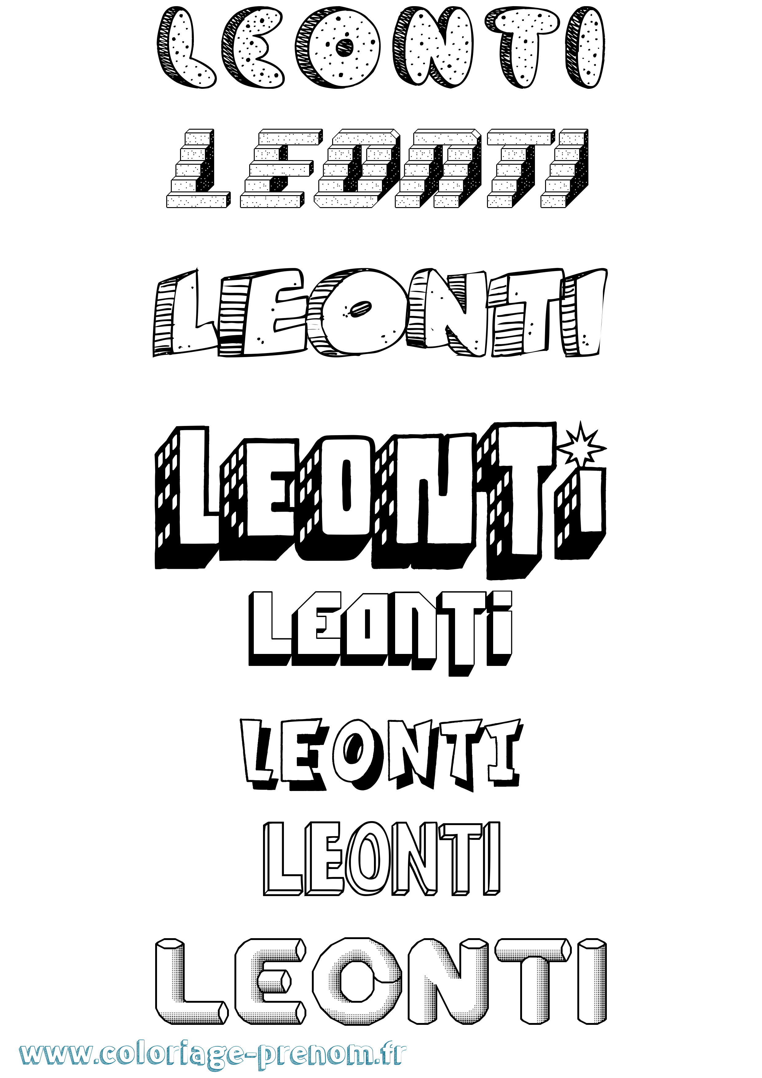Coloriage Leonti Effet 3D Coloriage prénom Leonti Effet 3D