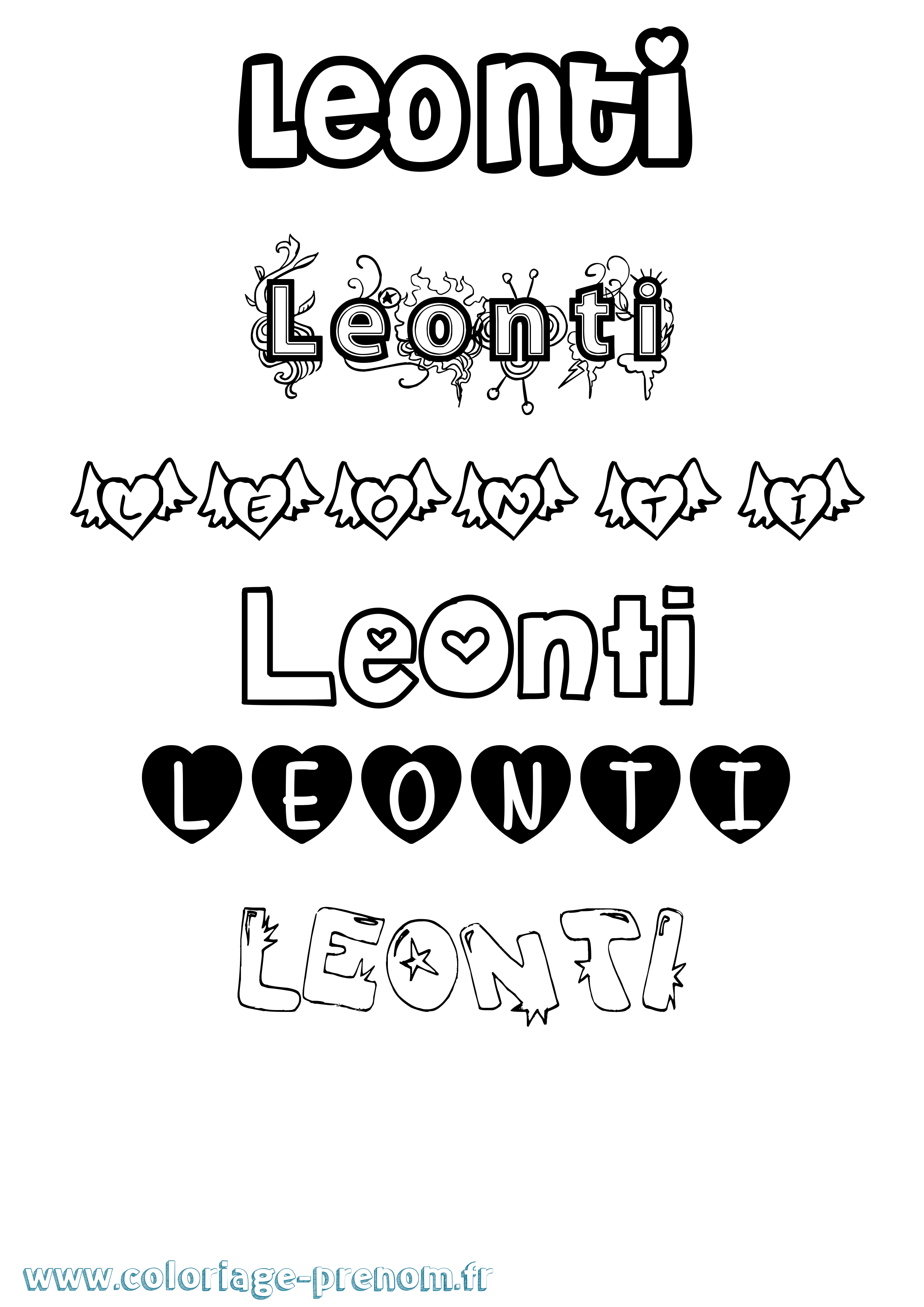 Coloriage Leonti Girly Coloriage prénom Leonti Girly