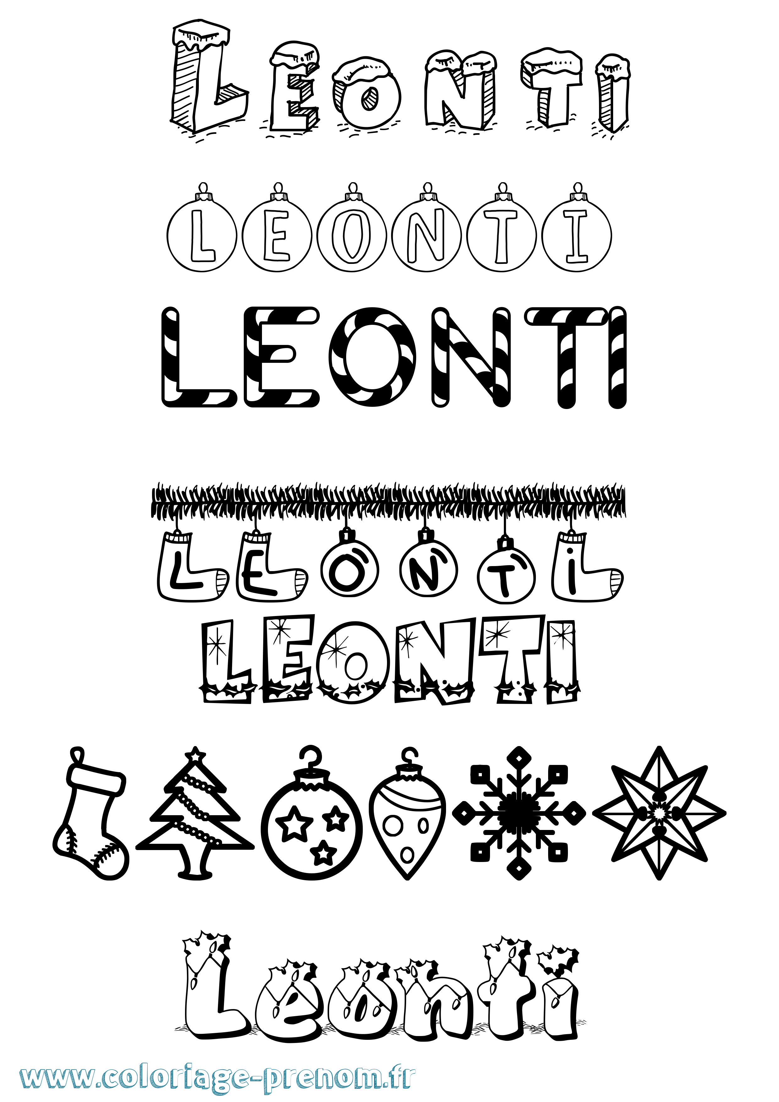 Coloriage Leonti Noël Coloriage prénom Leonti Noël