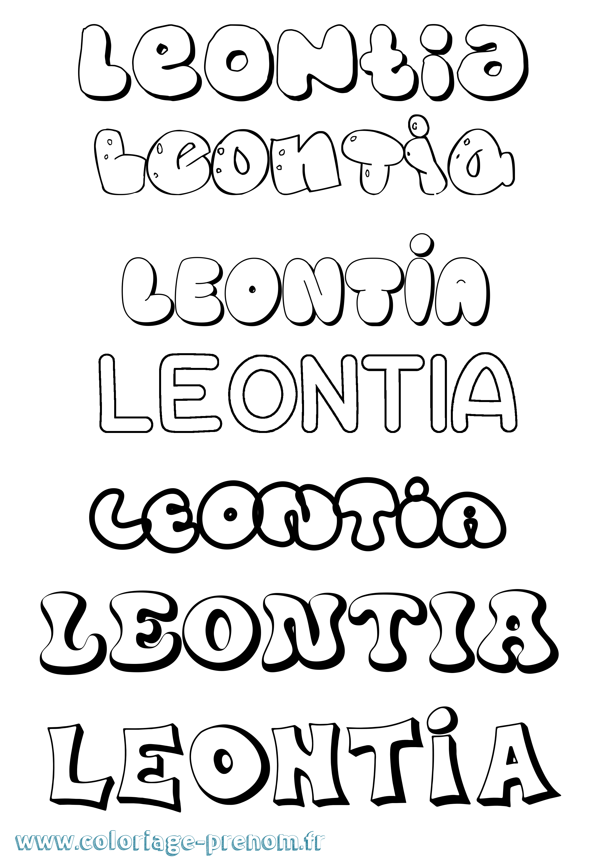 Coloriage Leontia Bubble Coloriage prénom Leontia Bubble