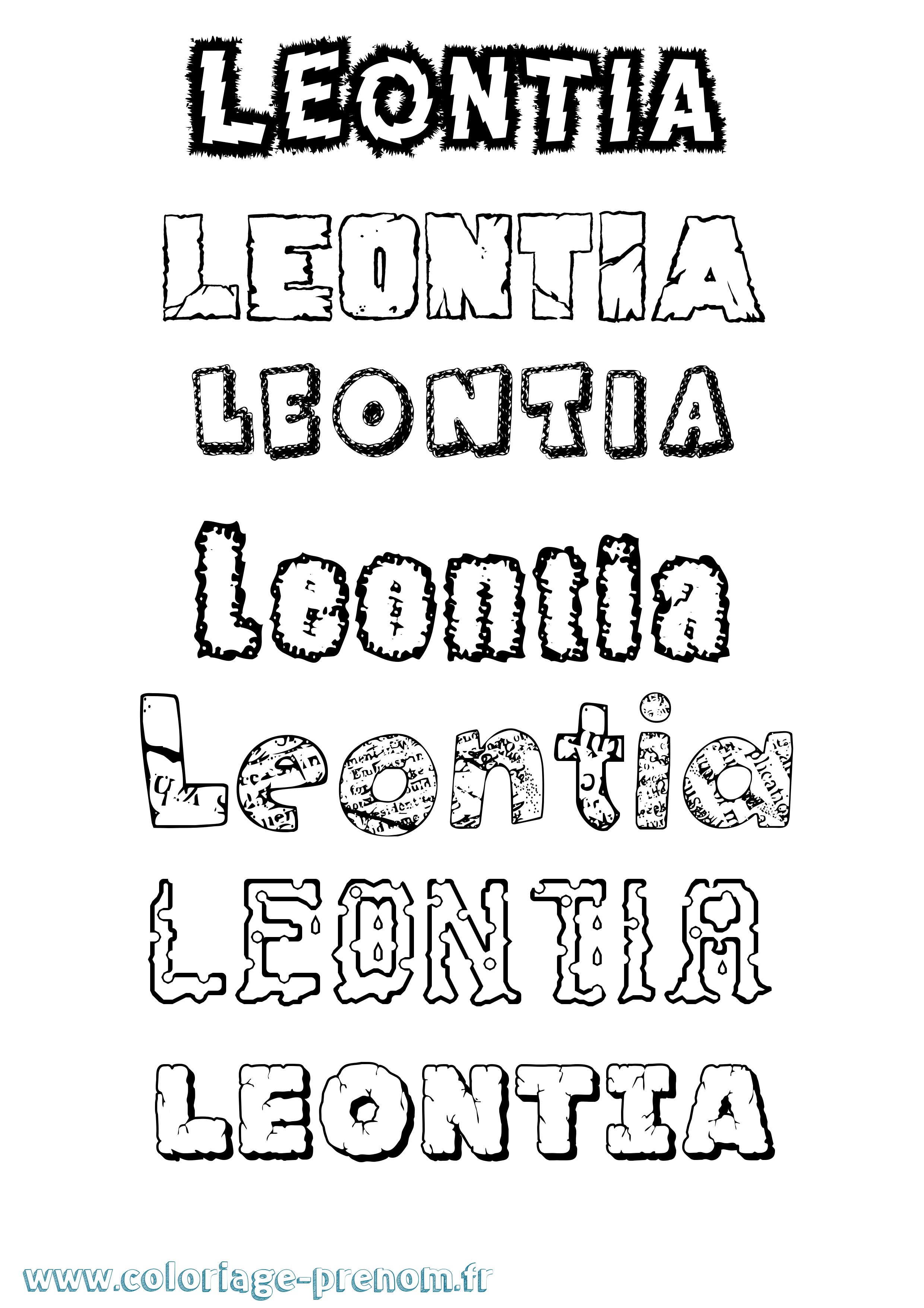 Coloriage Leontia Destructuré Coloriage prénom Leontia Destructuré