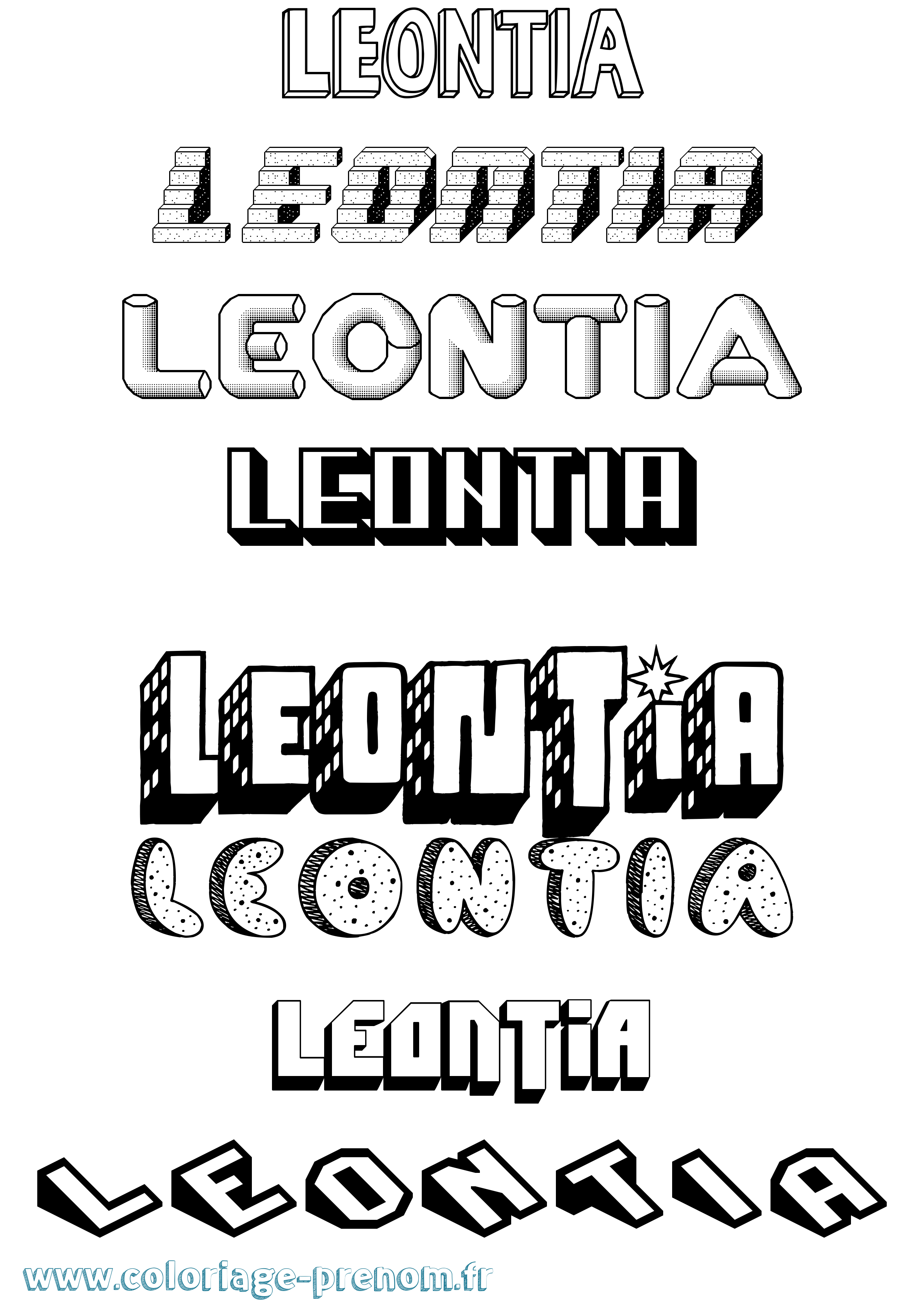 Coloriage Leontia Effet 3D Coloriage prénom Leontia Effet 3D
