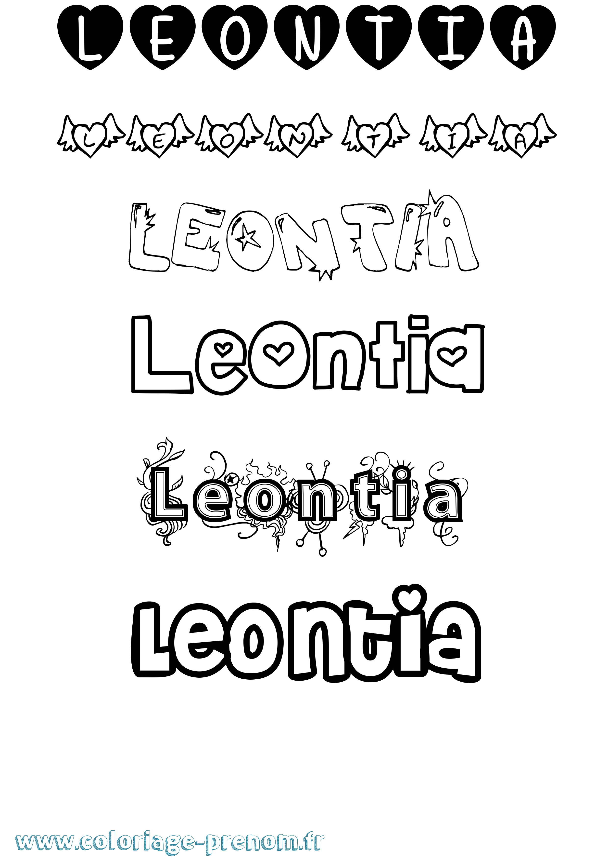 Coloriage Leontia Girly Coloriage prénom Leontia Girly