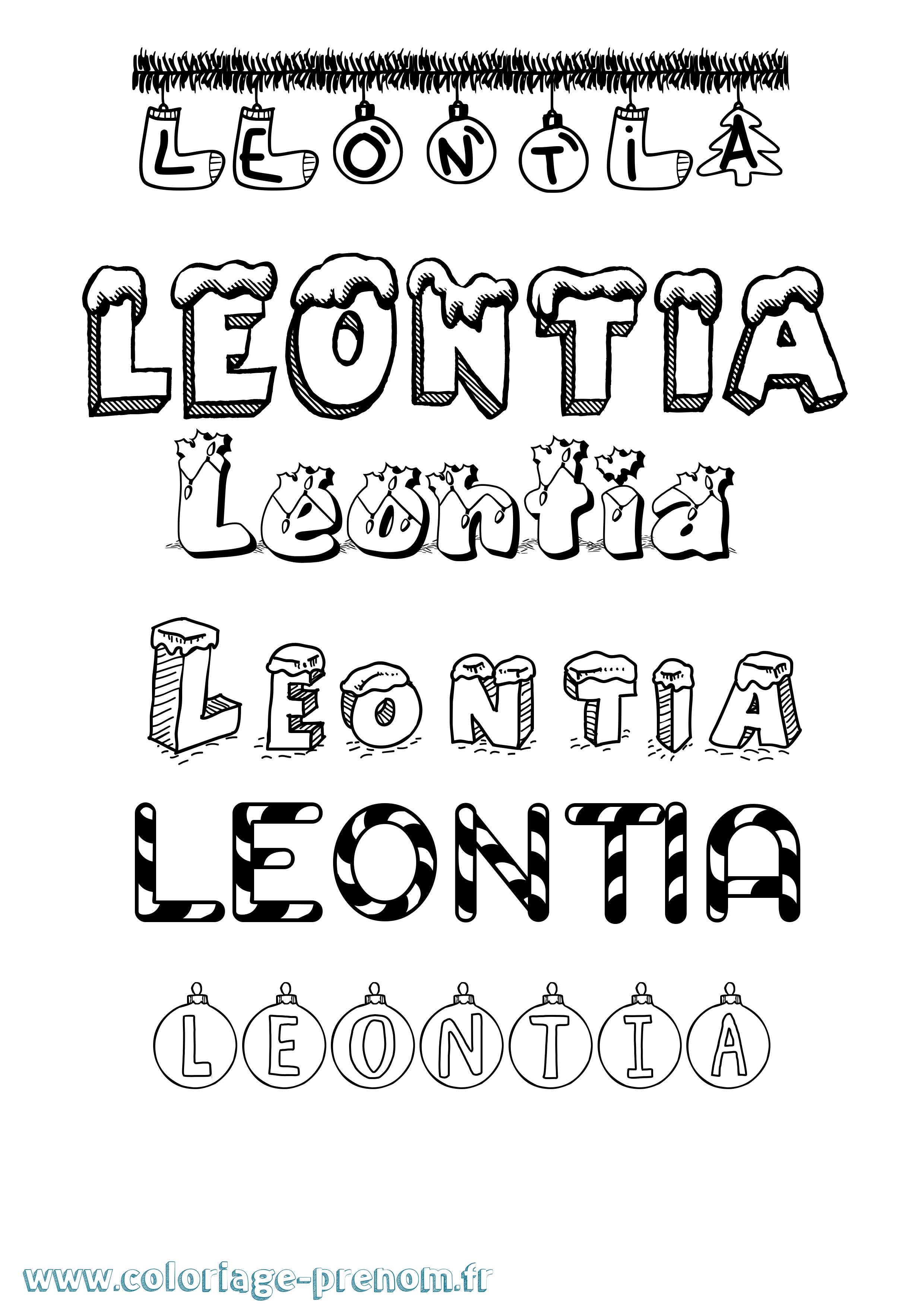Coloriage Leontia Noël Coloriage prénom Leontia Noël