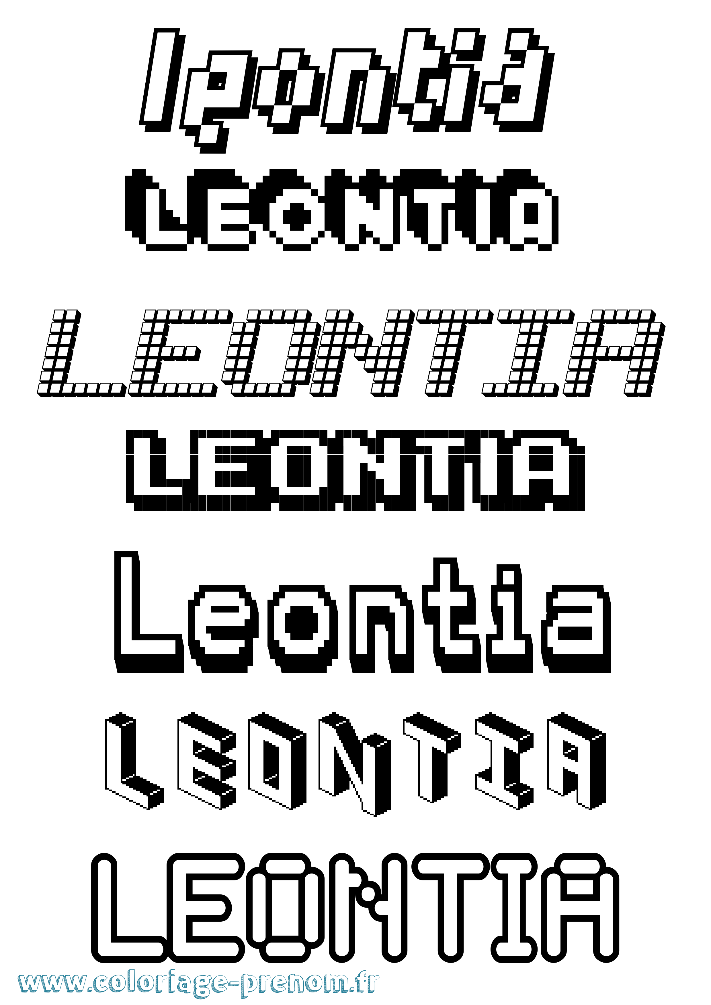 Coloriage Leontia Pixel Coloriage prénom Leontia Pixel