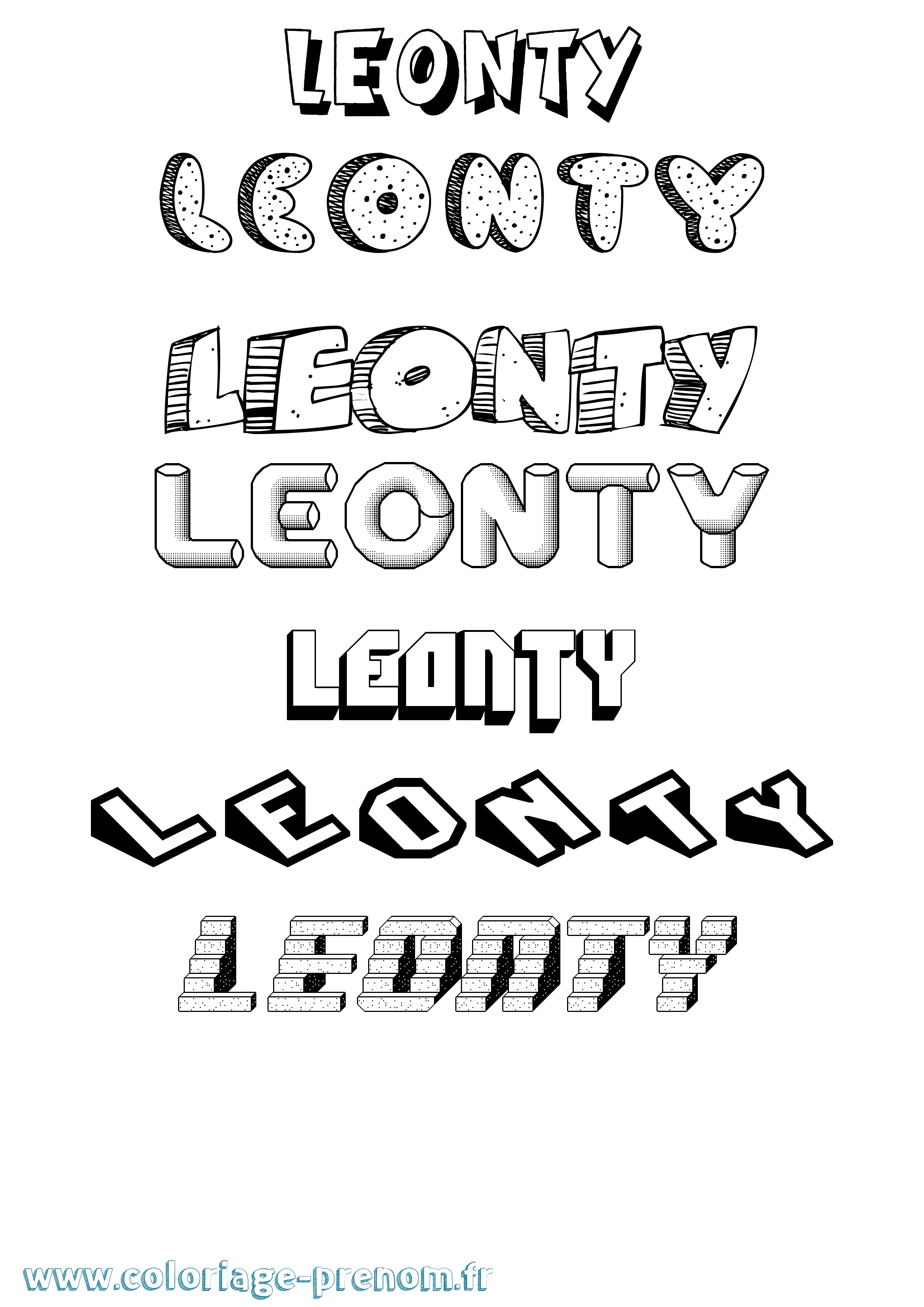 Coloriage Leonty Effet 3D Coloriage prénom Leonty Effet 3D