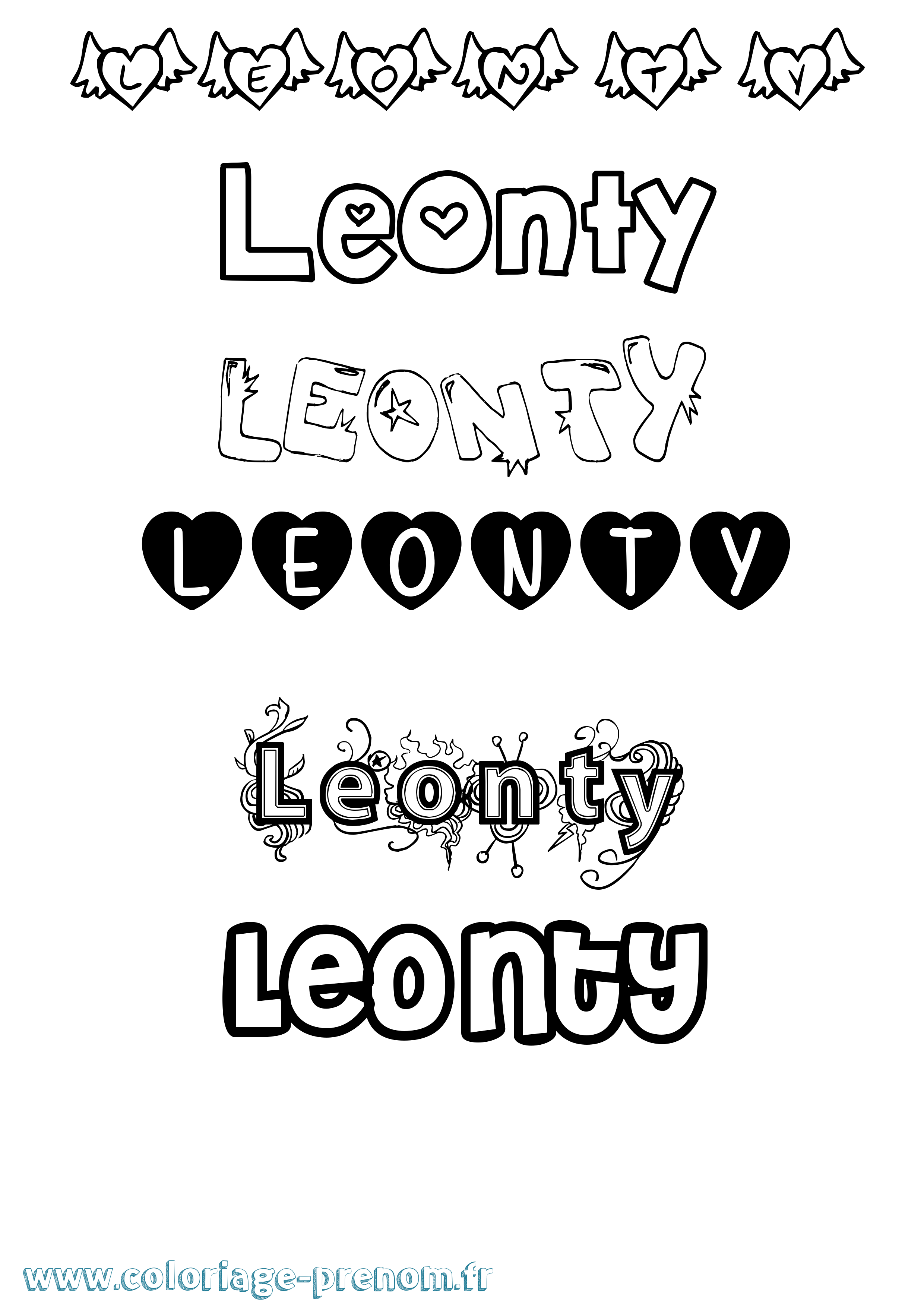 Coloriage Leonty Girly Coloriage prénom Leonty Girly