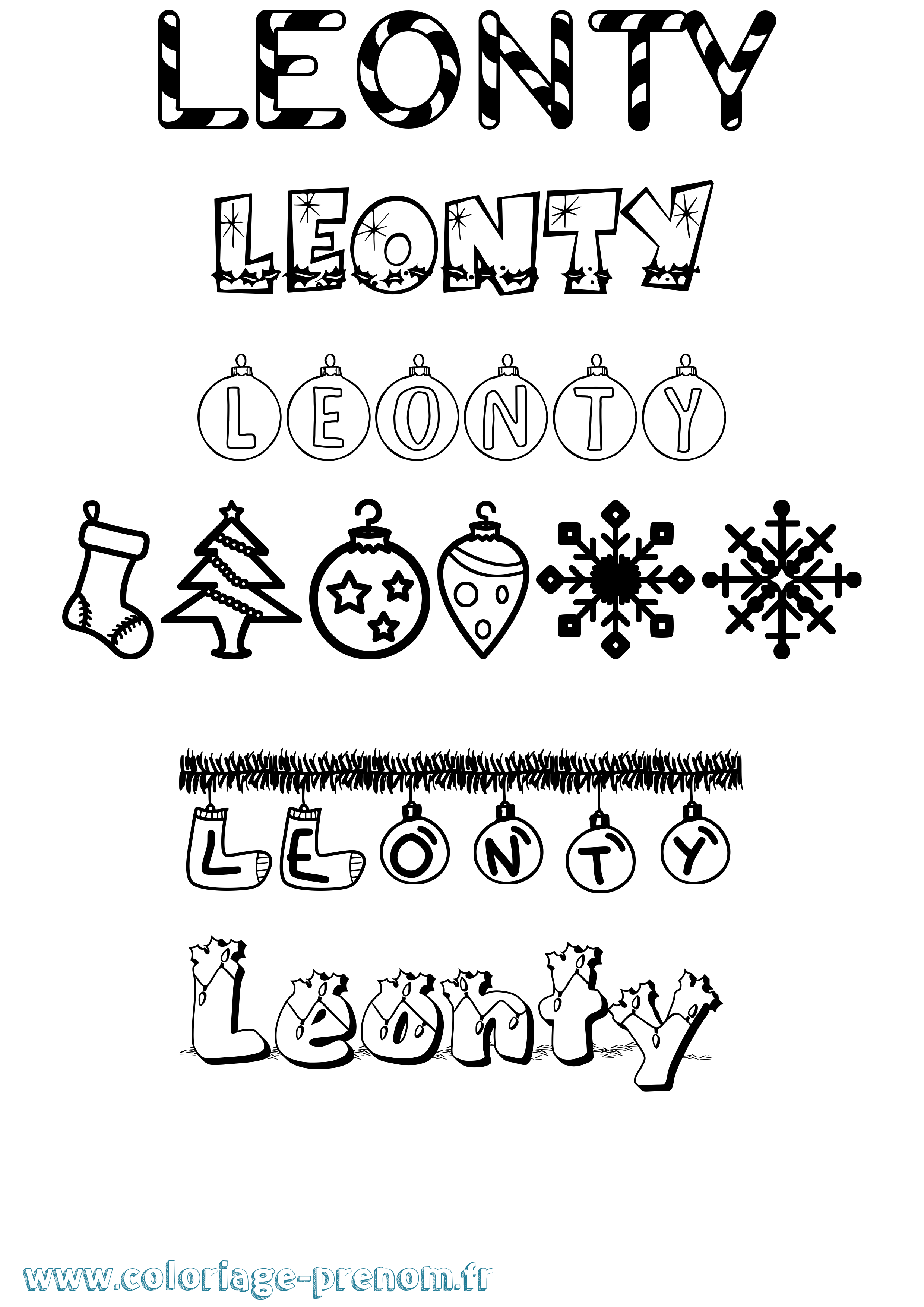 Coloriage Leonty Noël Coloriage prénom Leonty Noël