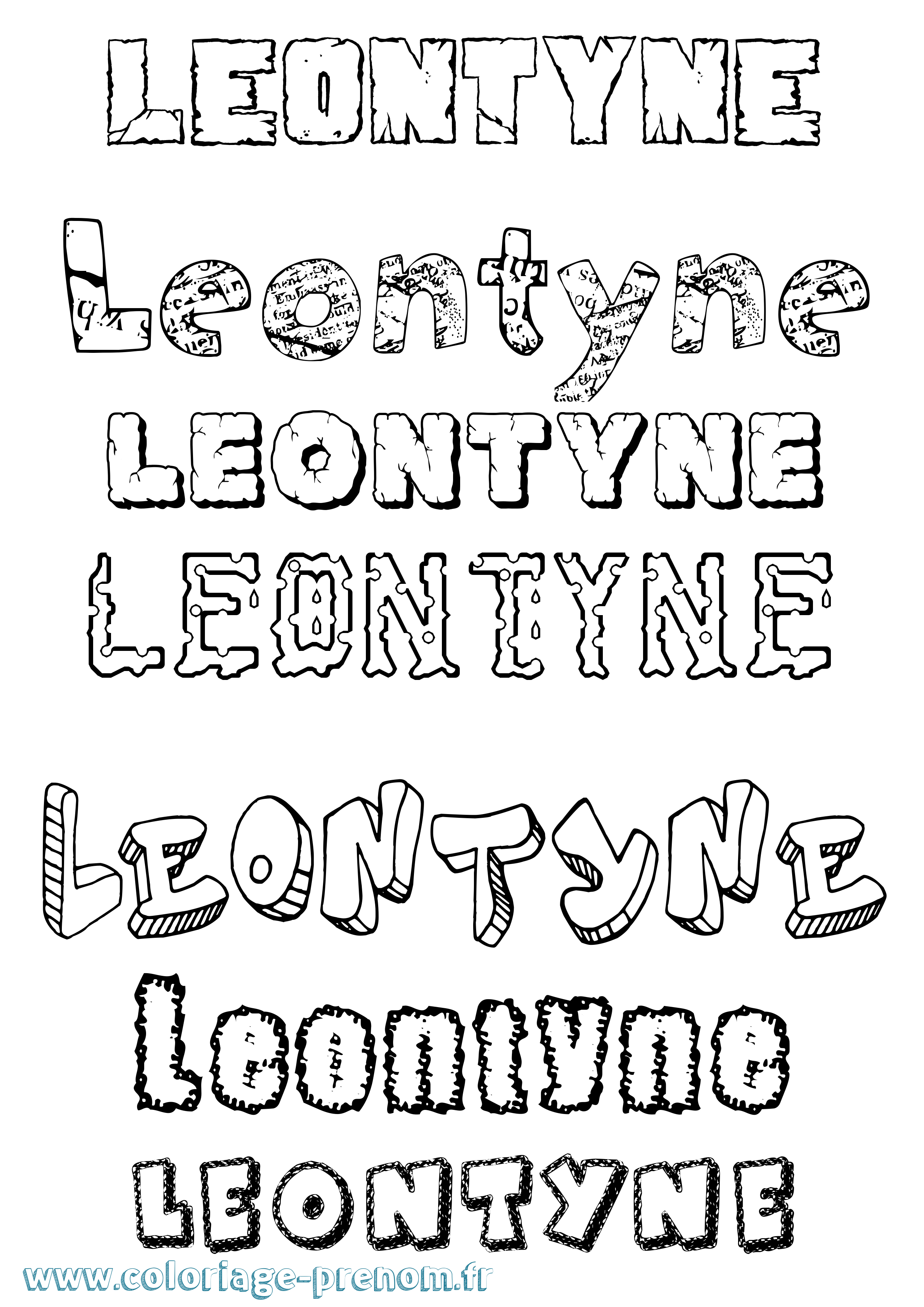 Coloriage Leontyne Destructuré Coloriage prénom Leontyne Destructuré