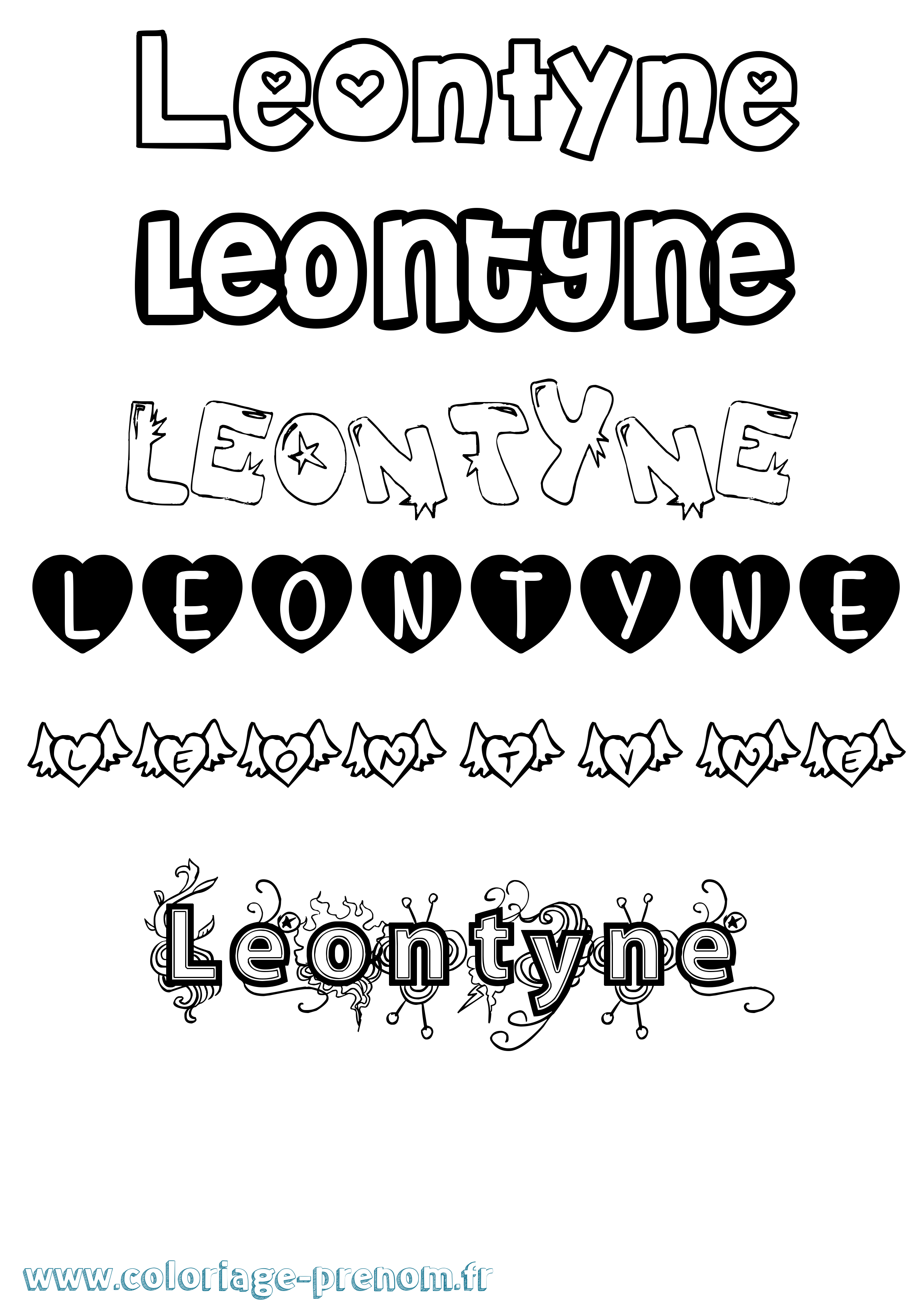 Coloriage Leontyne Girly Coloriage prénom Leontyne Girly