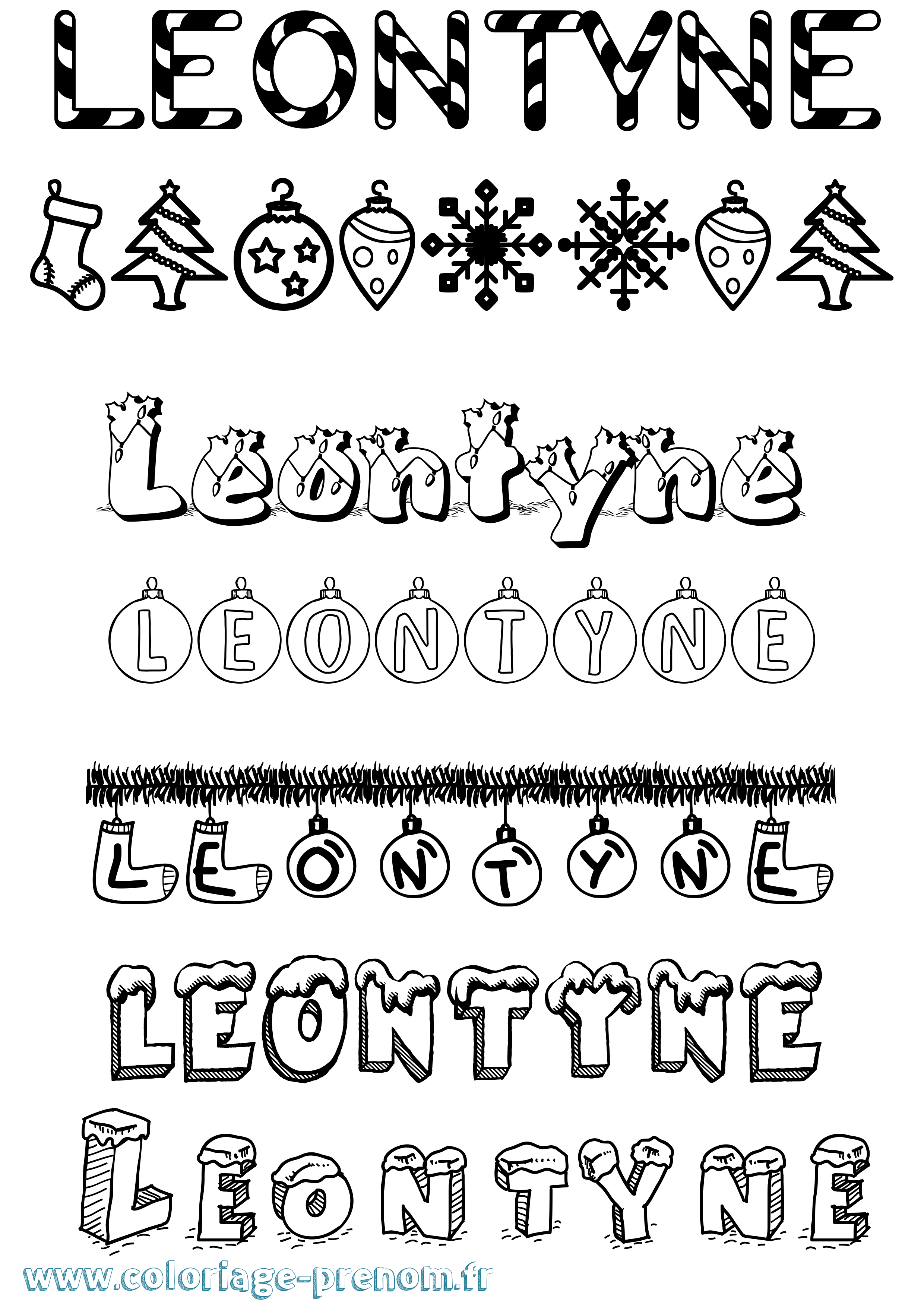 Coloriage Leontyne Noël Coloriage prénom Leontyne Noël