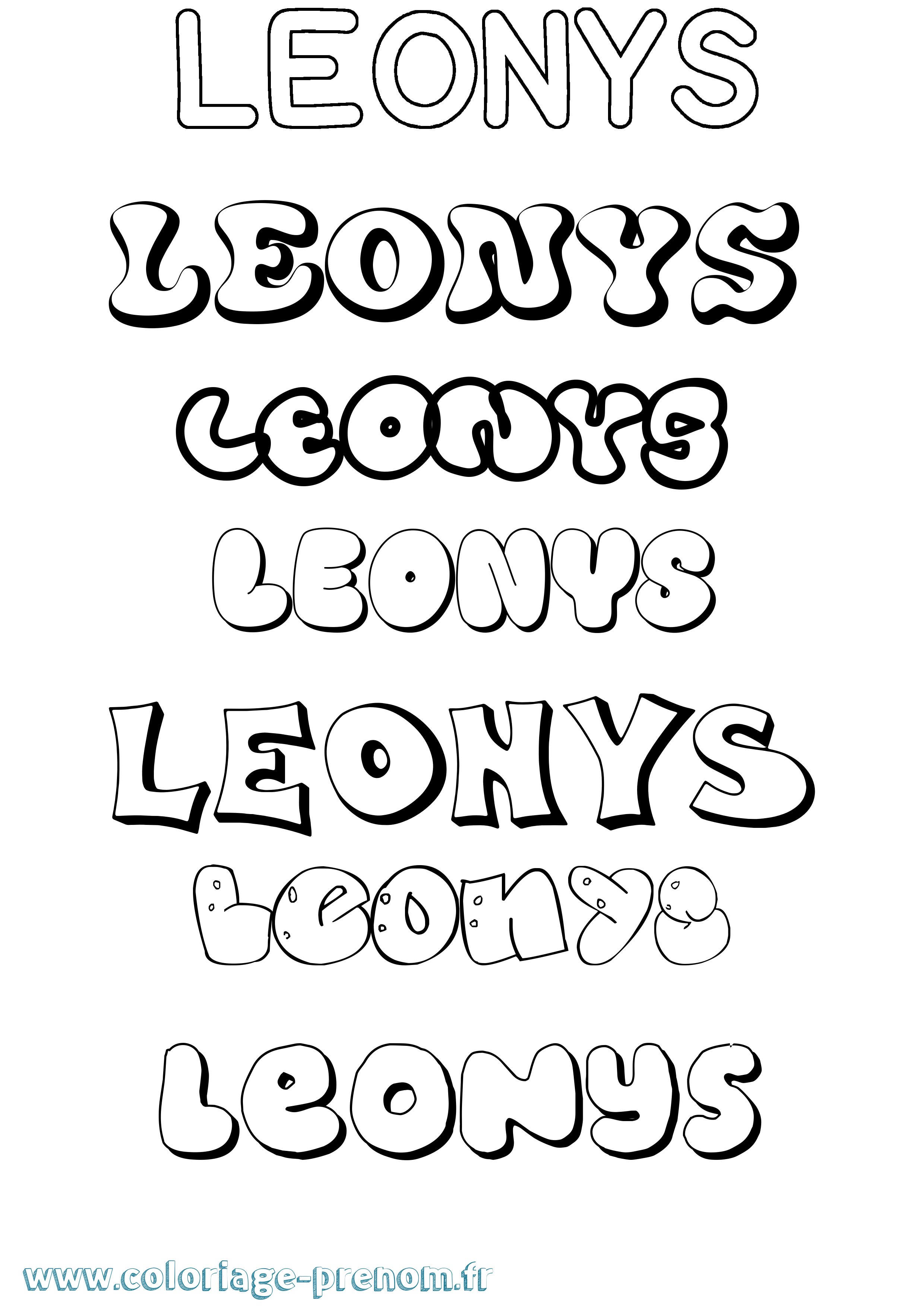 Coloriage Leonys Bubble Coloriage prénom Leonys Bubble