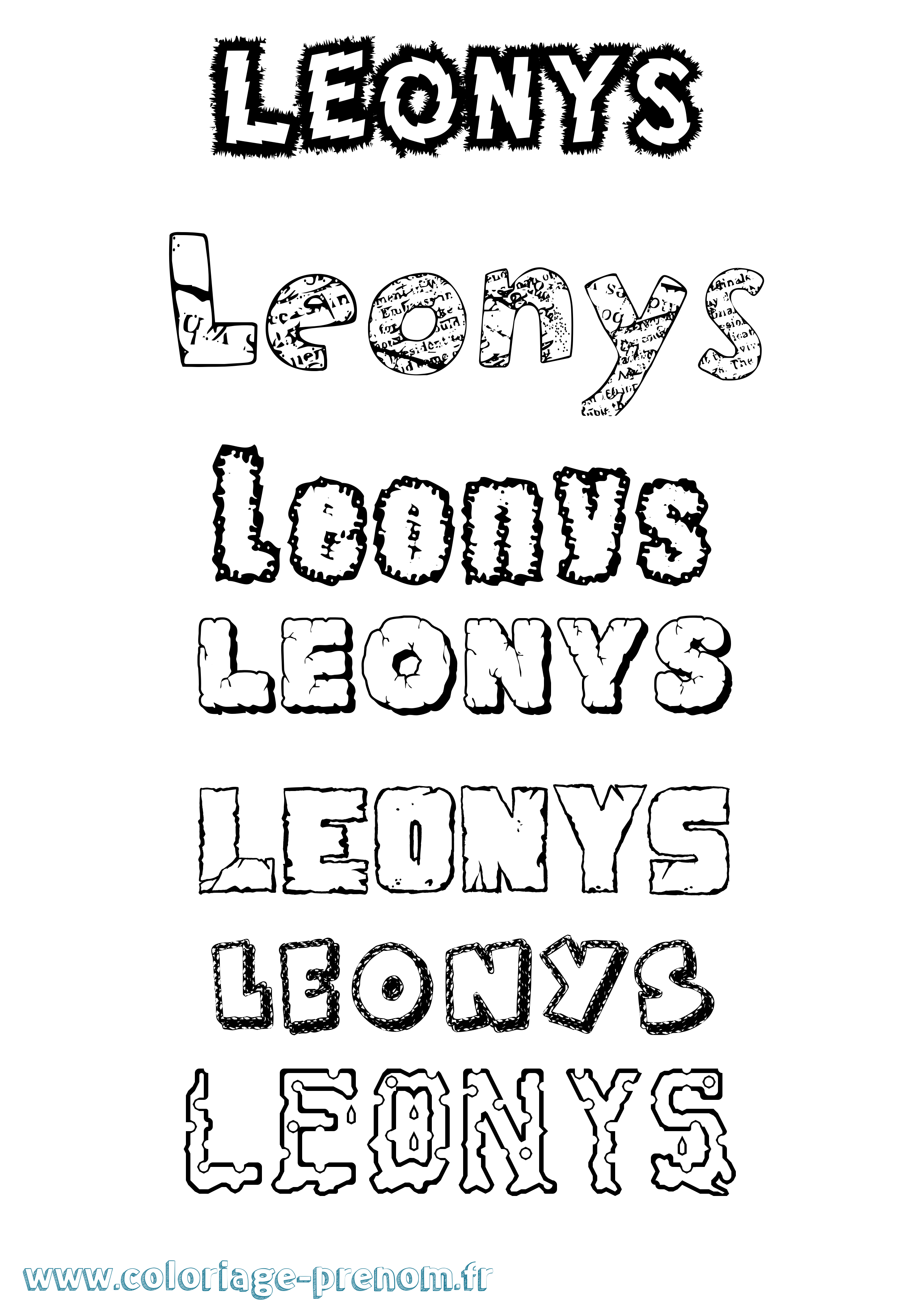 Coloriage Leonys Destructuré Coloriage prénom Leonys Destructuré