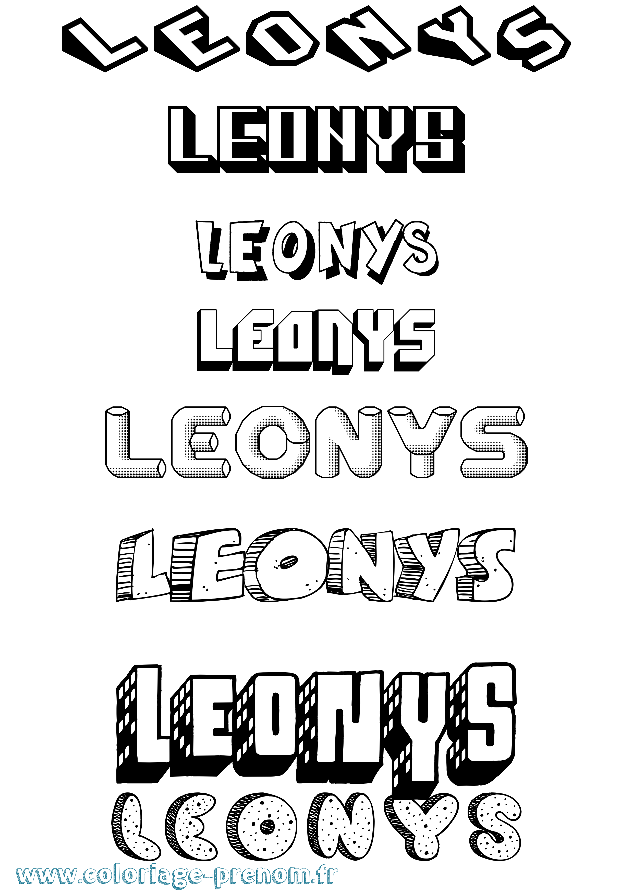 Coloriage Leonys Effet 3D Coloriage prénom Leonys Effet 3D