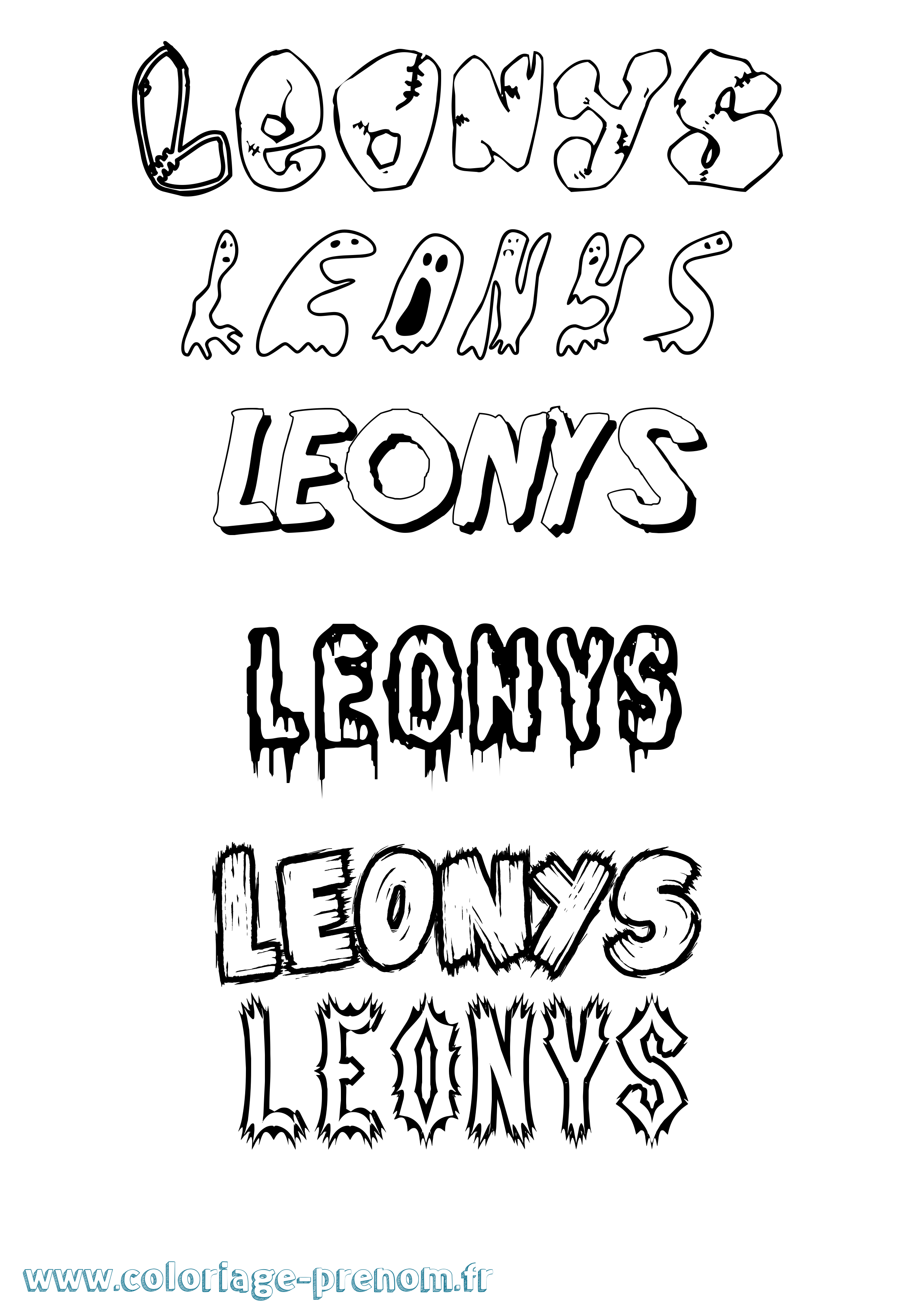 Coloriage Leonys Frisson Coloriage prénom Leonys Frisson