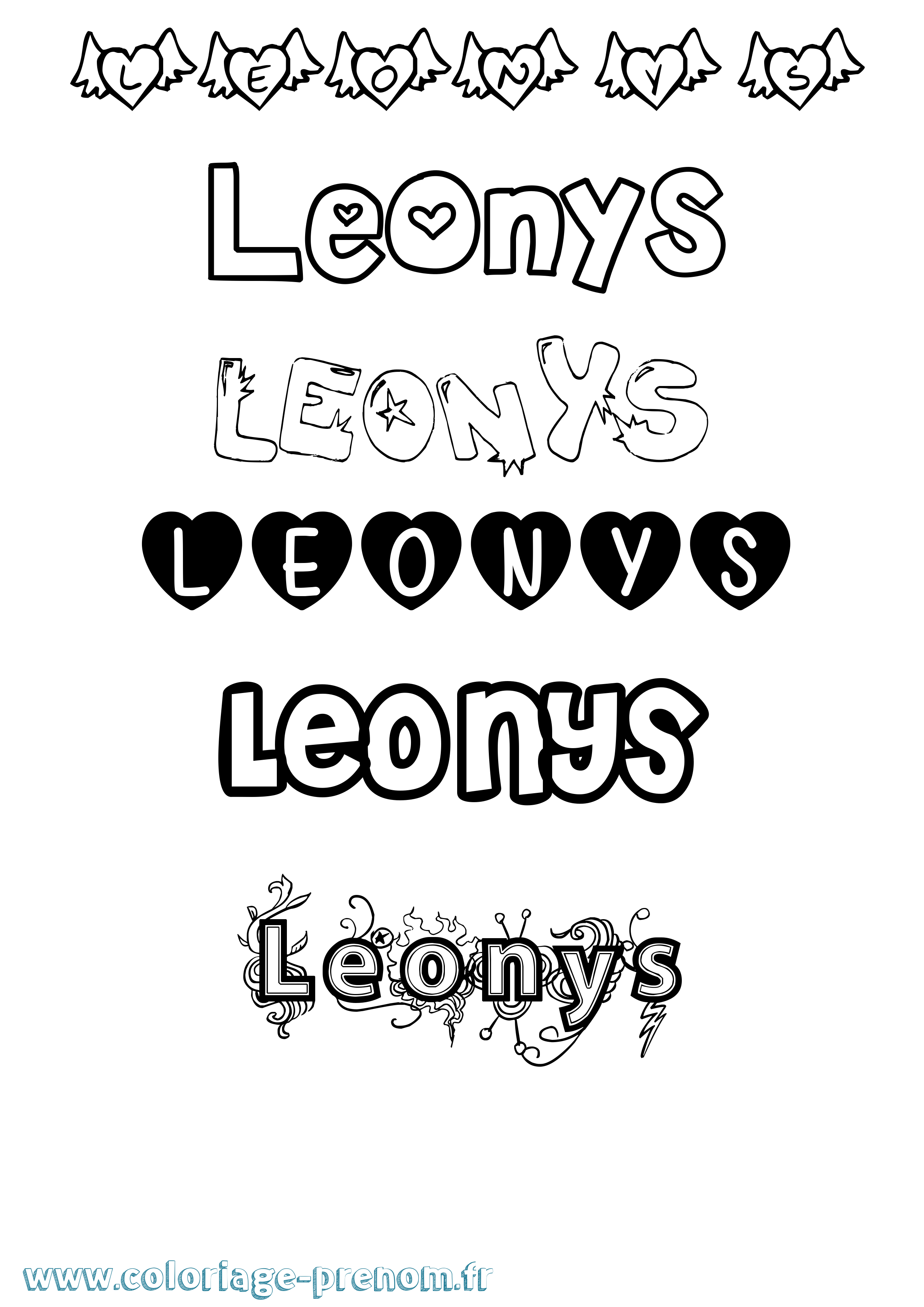 Coloriage Leonys Girly Coloriage prénom Leonys Girly