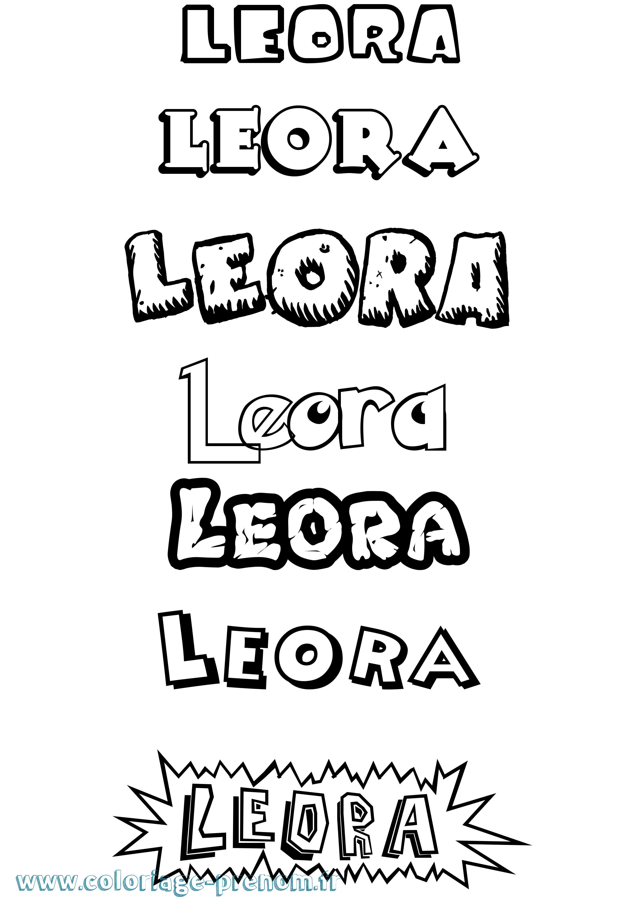 Coloriage Leora Dessin Animé Coloriage prénom Leora Dessin Animé