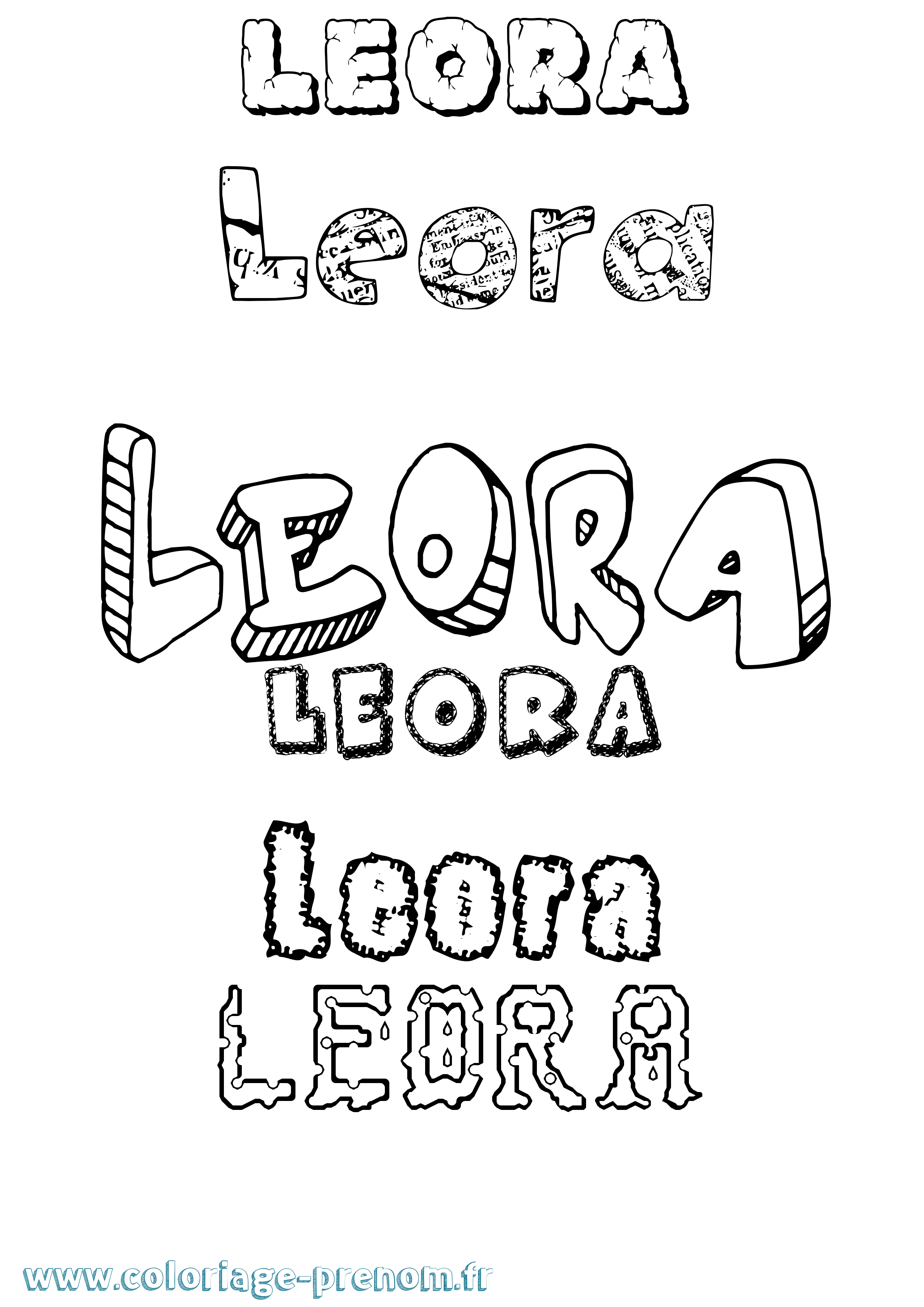 Coloriage Leora Destructuré Coloriage prénom Leora Destructuré