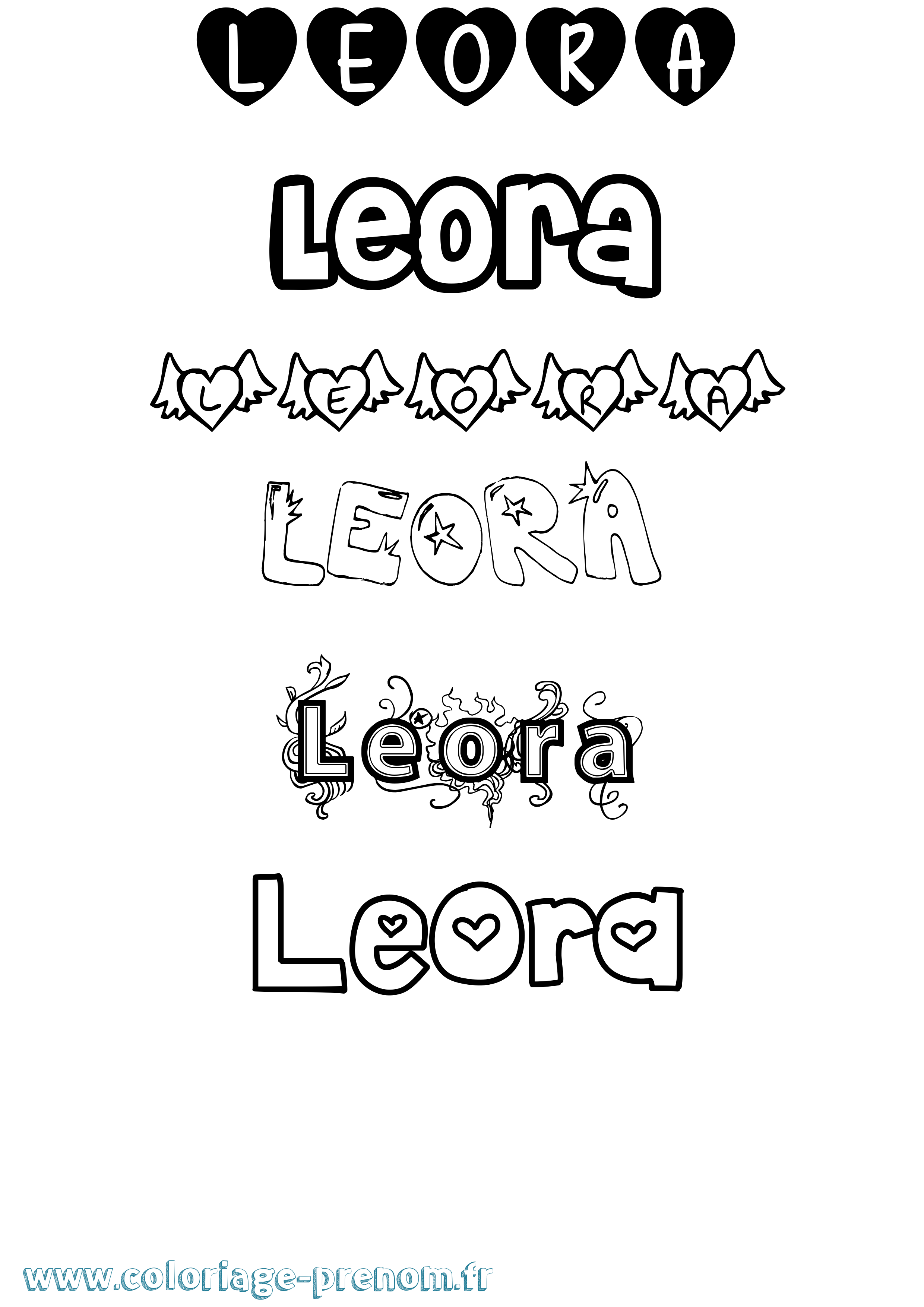 Coloriage Leora Girly Coloriage prénom Leora Girly