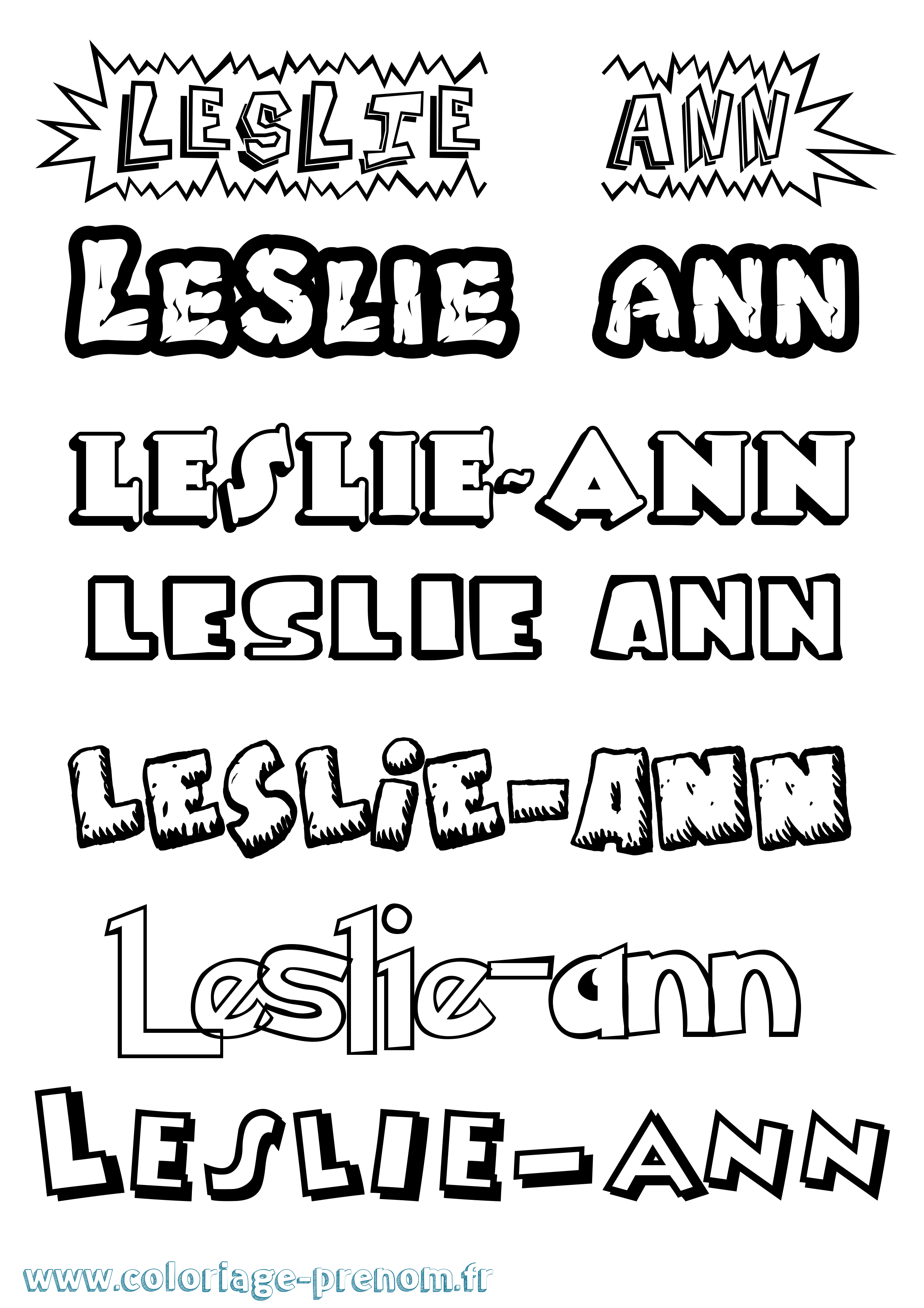 Coloriage Leslie-Ann Dessin Animé Coloriage prénom Leslie-Ann Dessin Animé