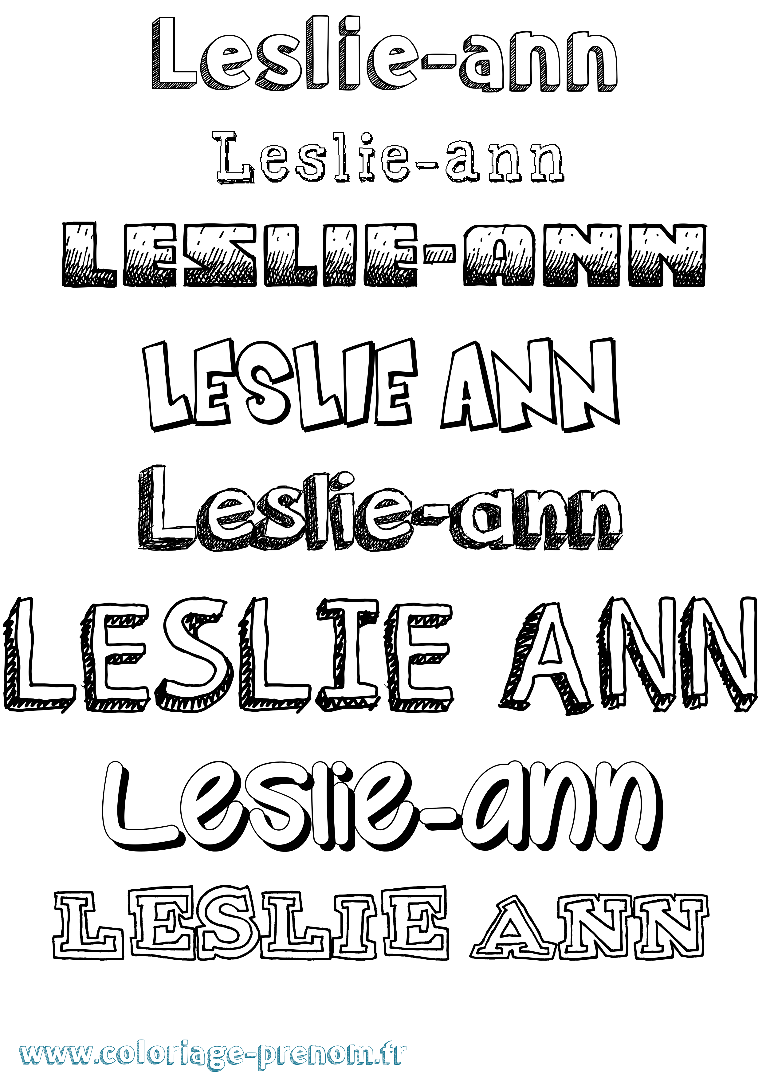 Coloriage Leslie-Ann Dessiné Coloriage prénom Leslie-Ann Dessiné