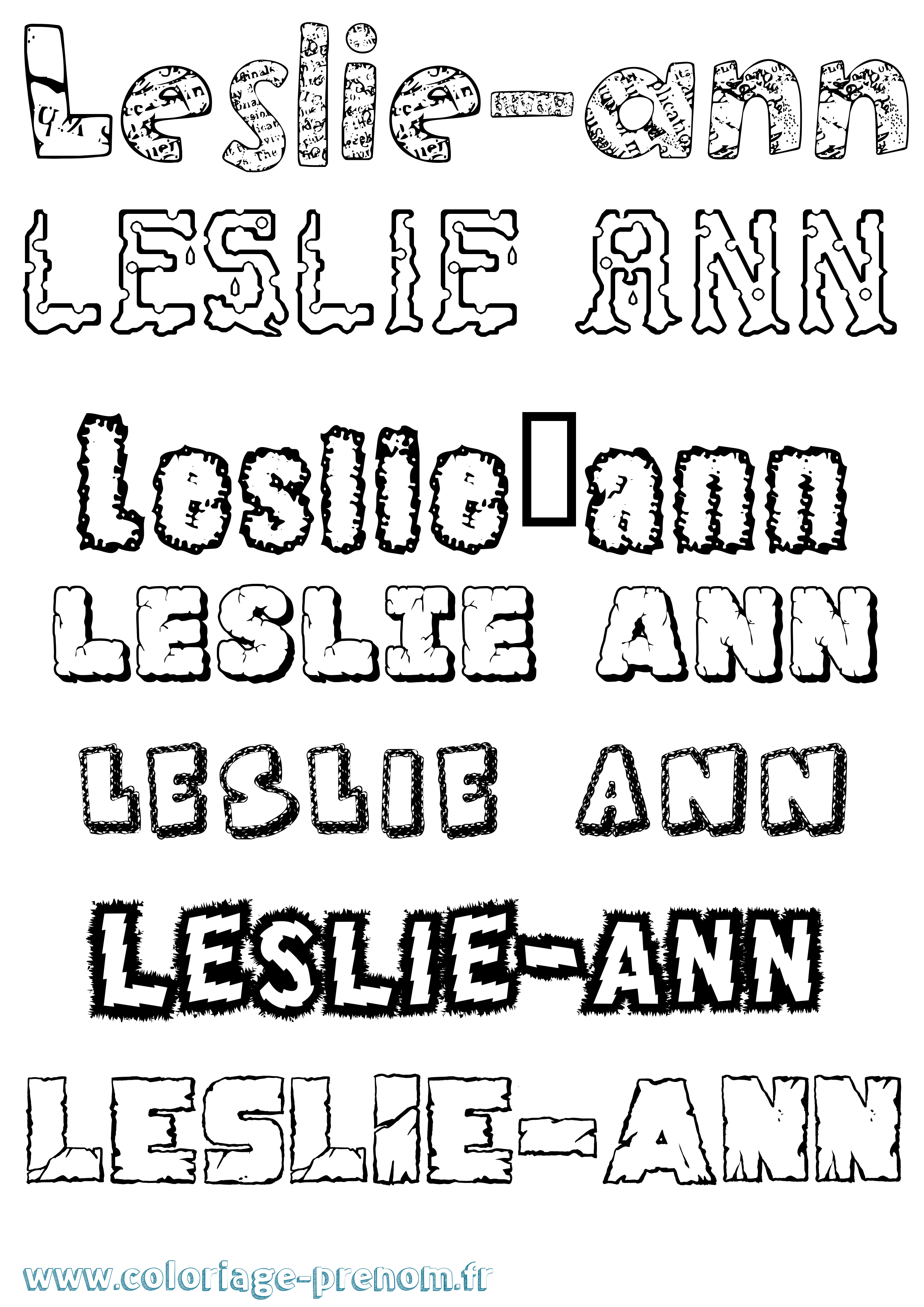 Coloriage Leslie-Ann Destructuré Coloriage prénom Leslie-Ann Destructuré