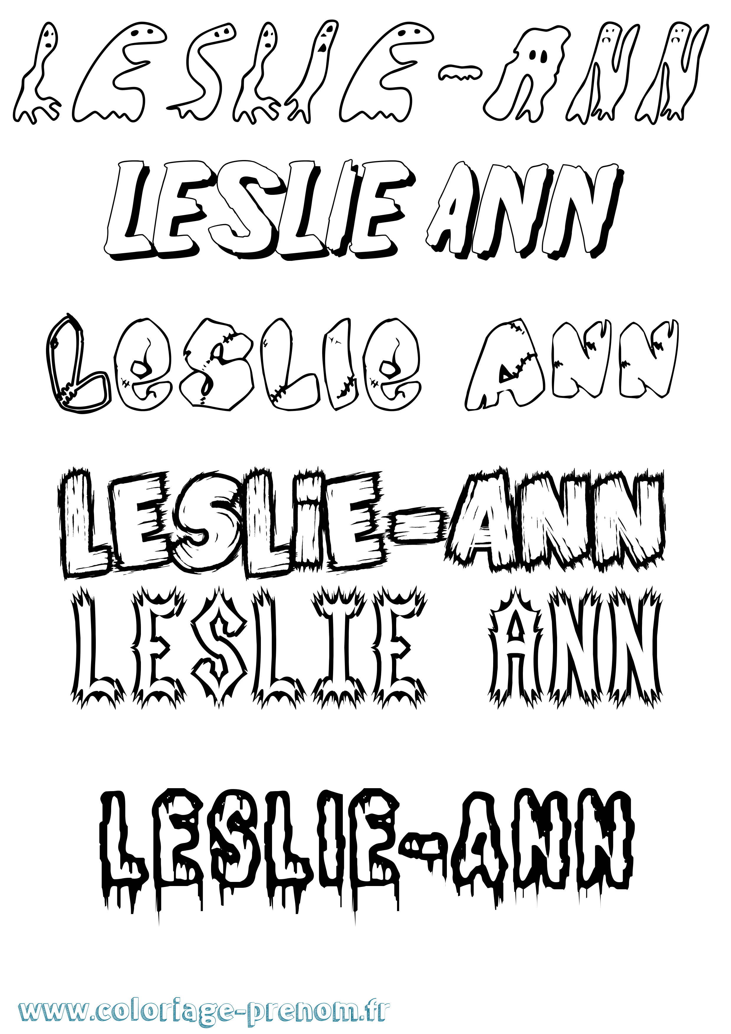 Coloriage Leslie-Ann Frisson Coloriage prénom Leslie-Ann Frisson