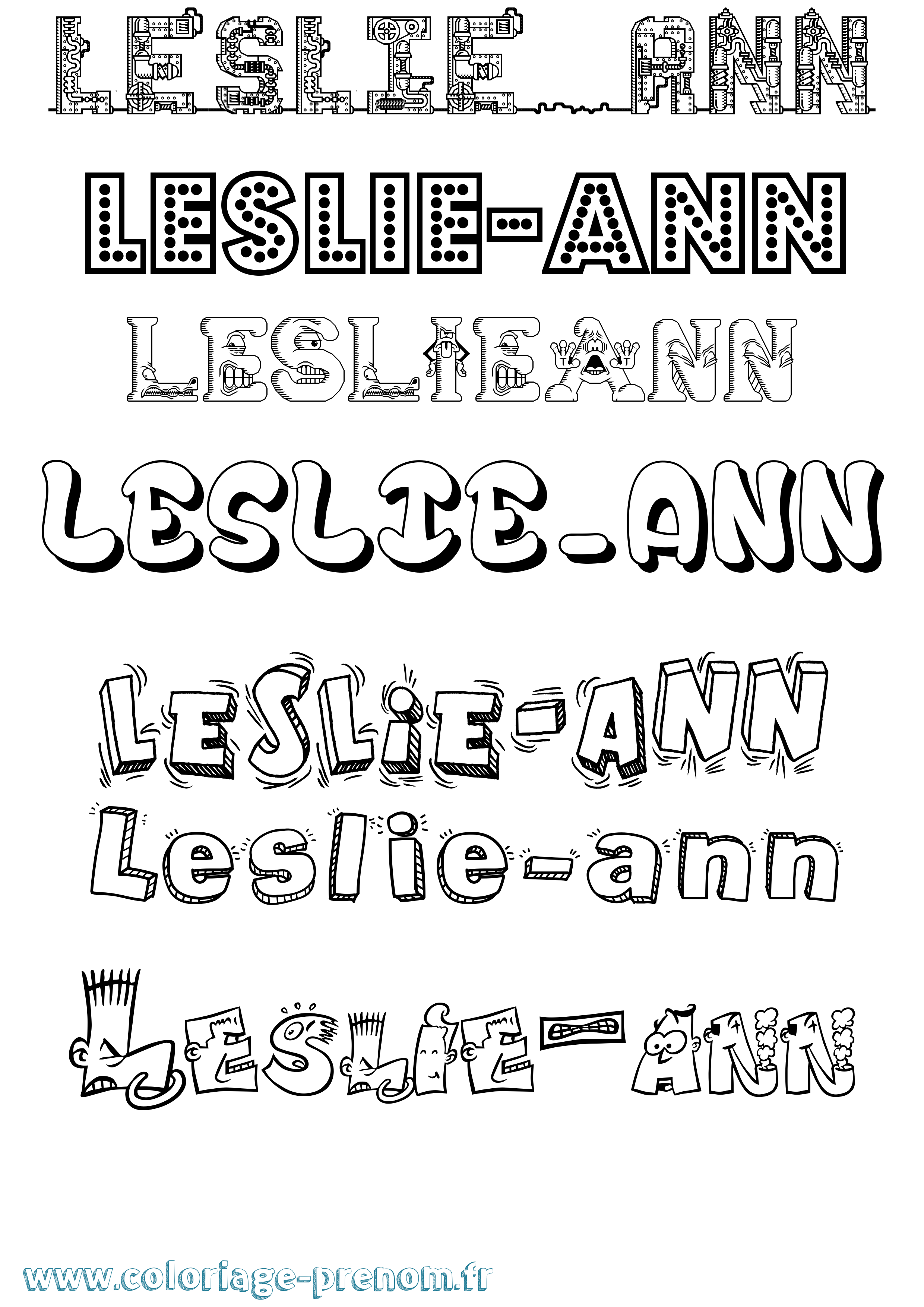 Coloriage Leslie-Ann Fun Coloriage prénom Leslie-Ann Fun
