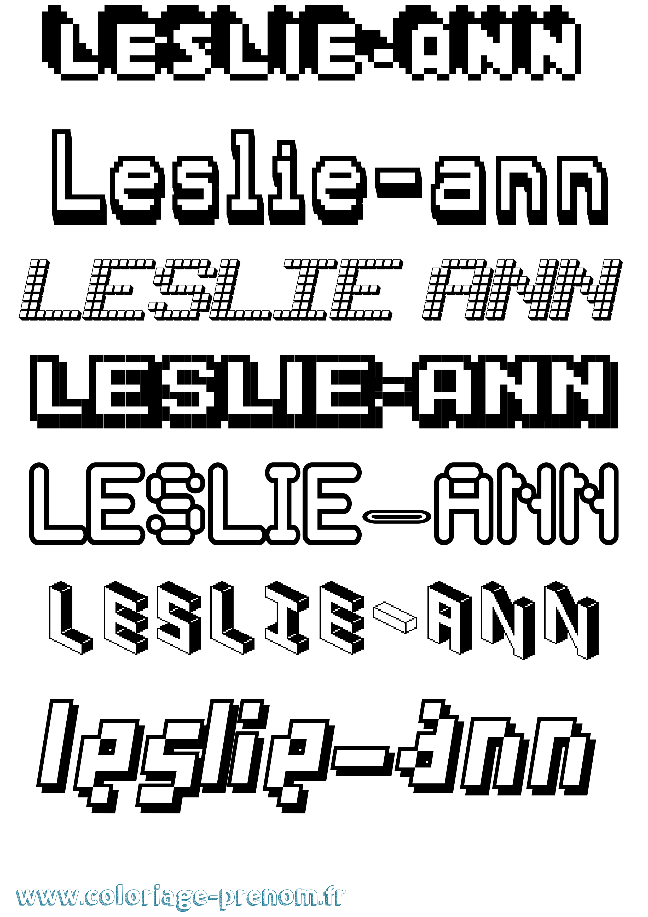 Coloriage Leslie-Ann Pixel Coloriage prénom Leslie-Ann Pixel