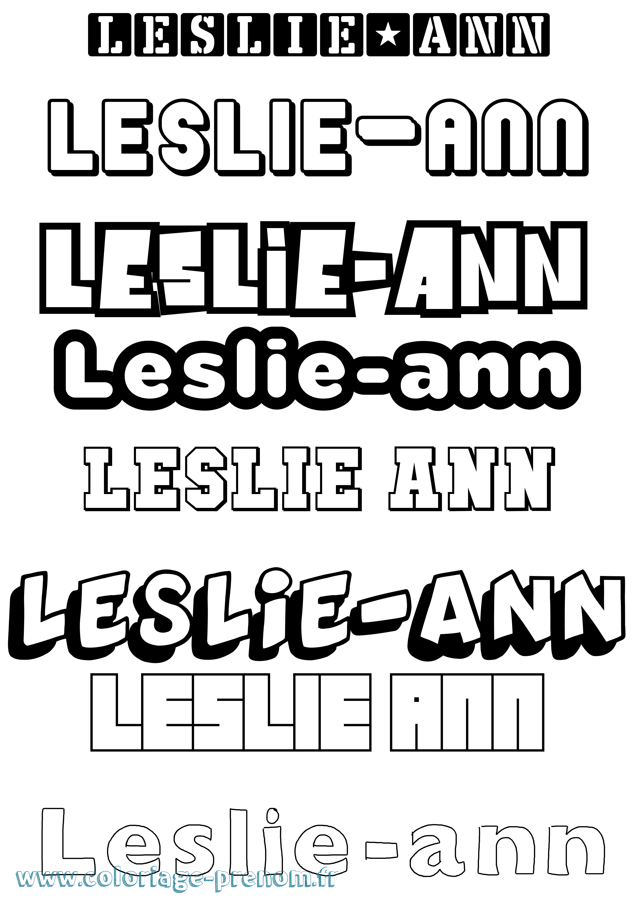 Coloriage Leslie-Ann Simple Coloriage prénom Leslie-Ann Simple