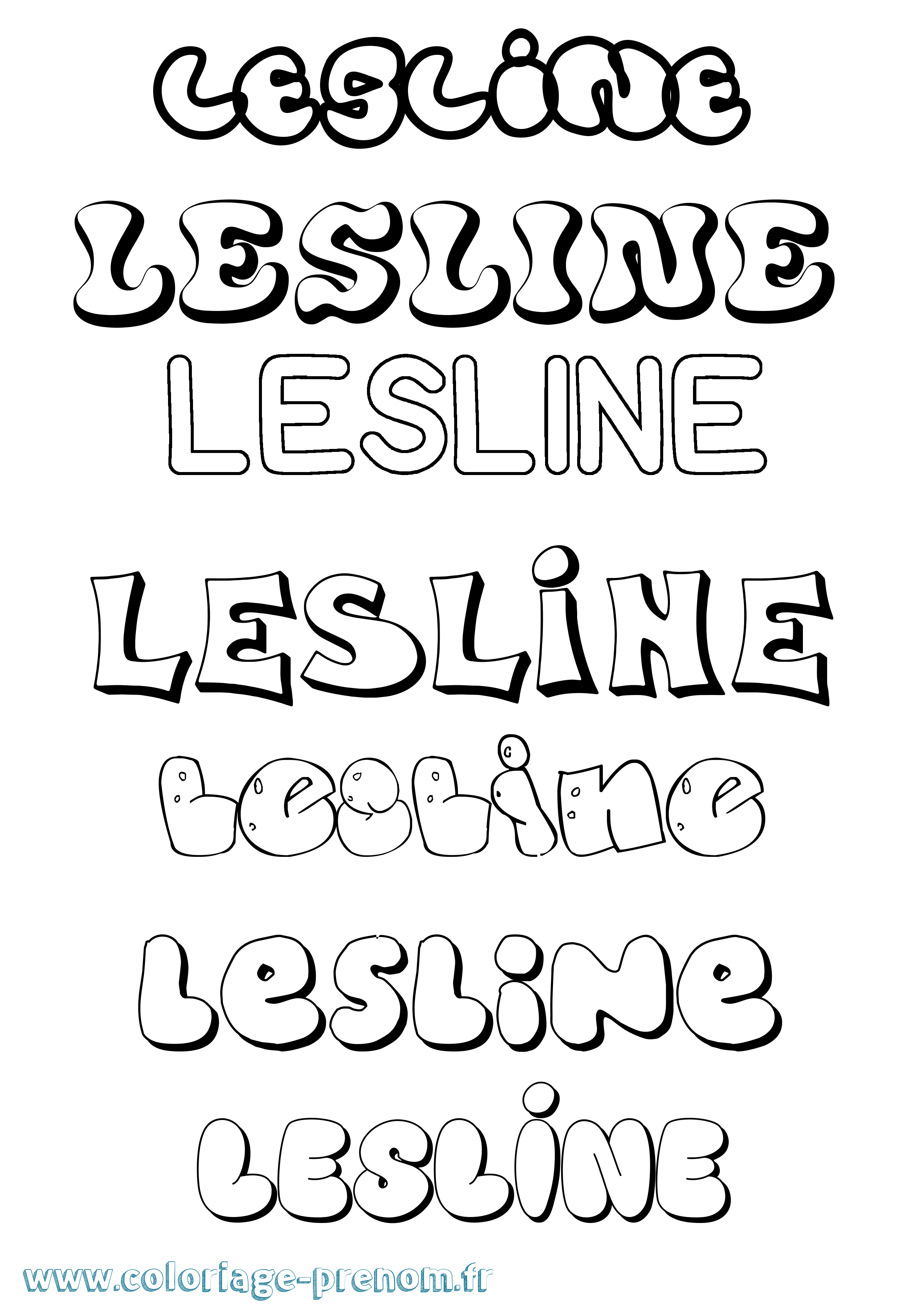 Coloriage Lesline Bubble Coloriage prénom Lesline Bubble