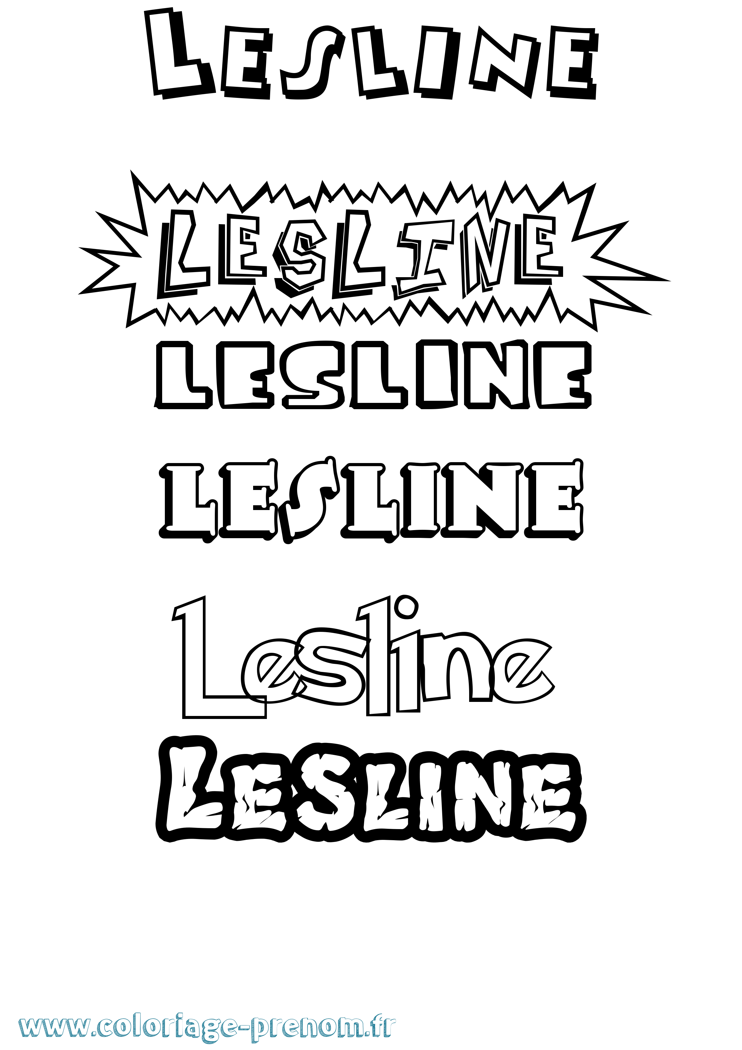 Coloriage Lesline Dessin Animé Coloriage prénom Lesline Dessin Animé