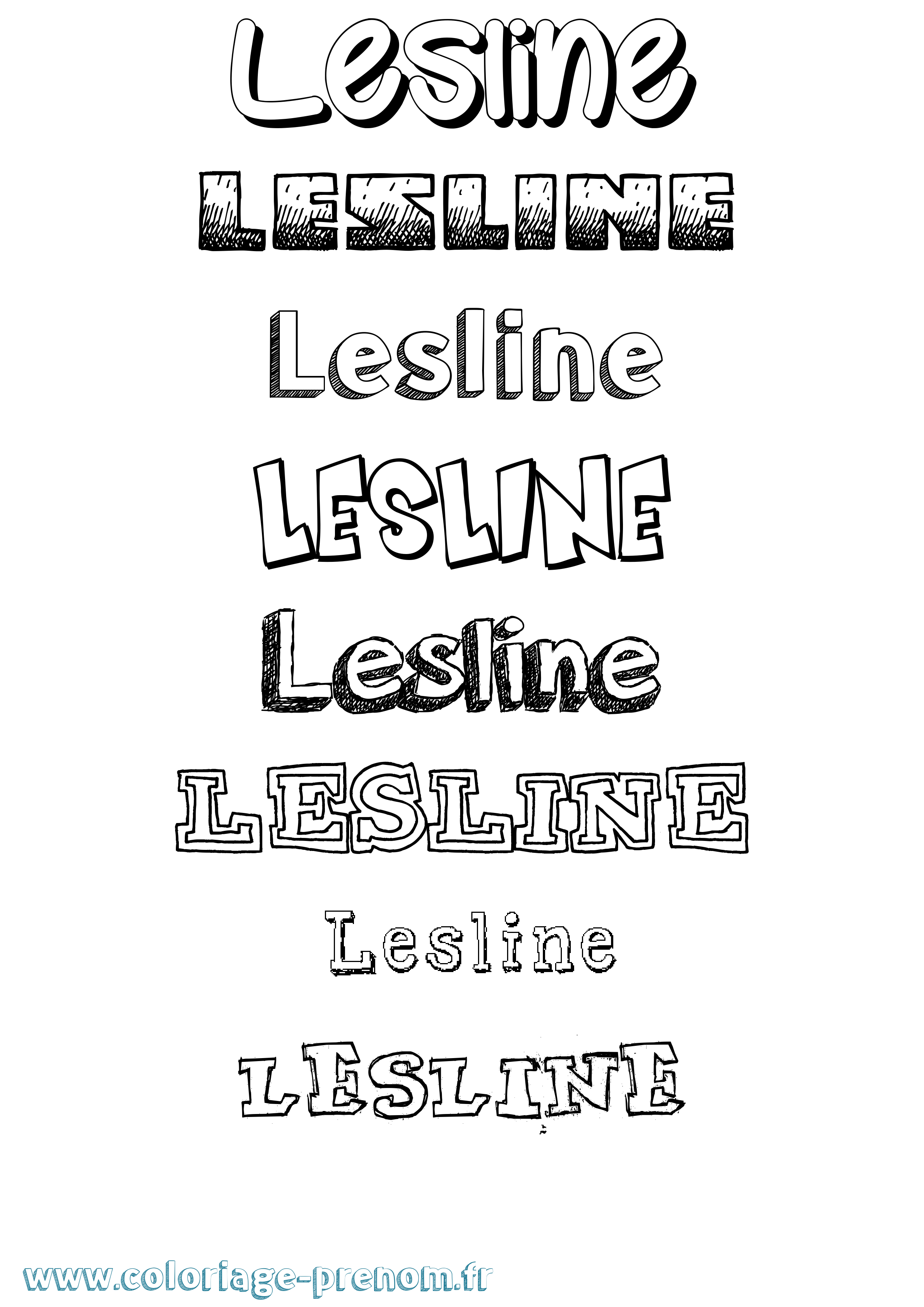 Coloriage Lesline Dessiné Coloriage prénom Lesline Dessiné