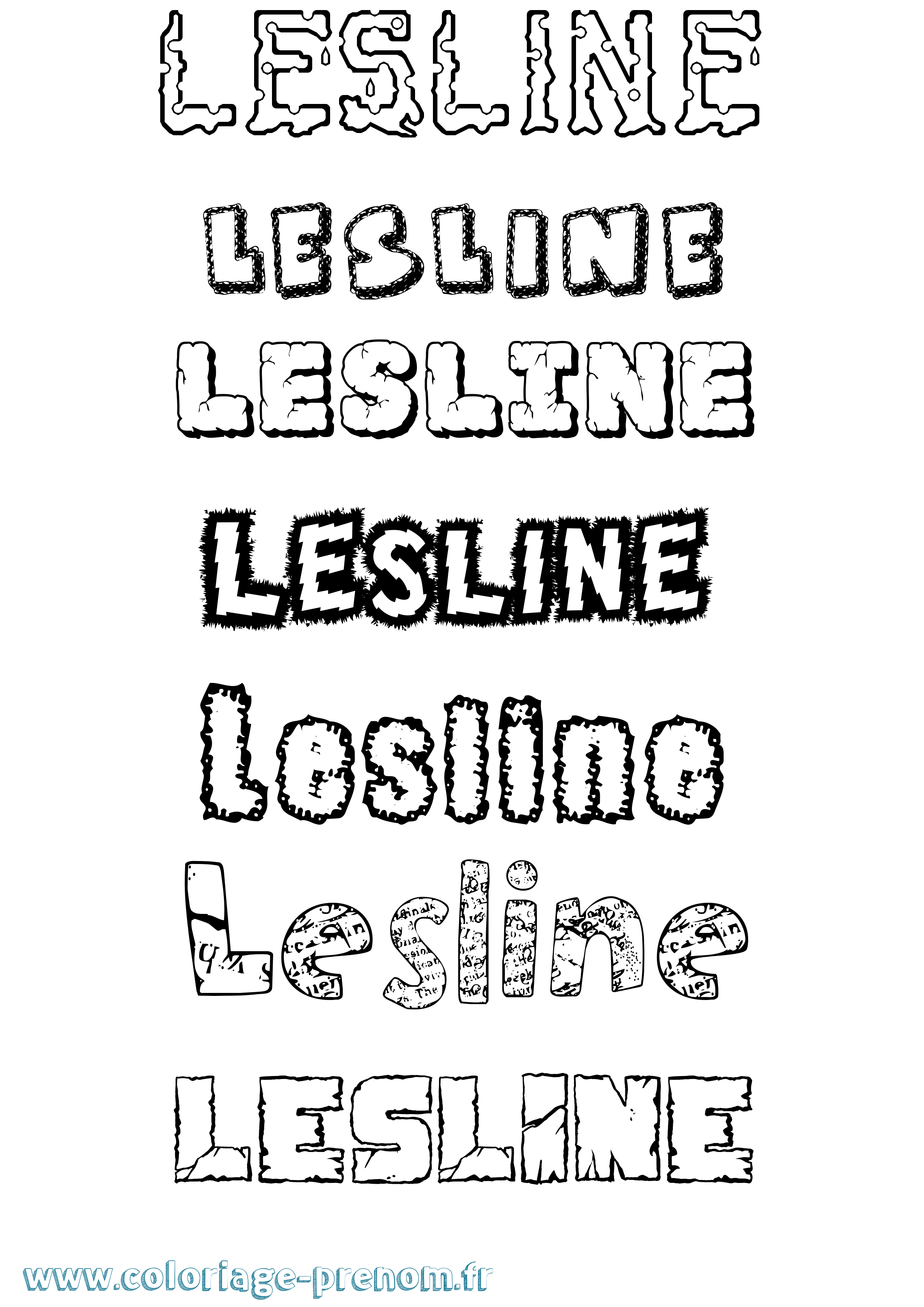 Coloriage Lesline Destructuré Coloriage prénom Lesline Destructuré