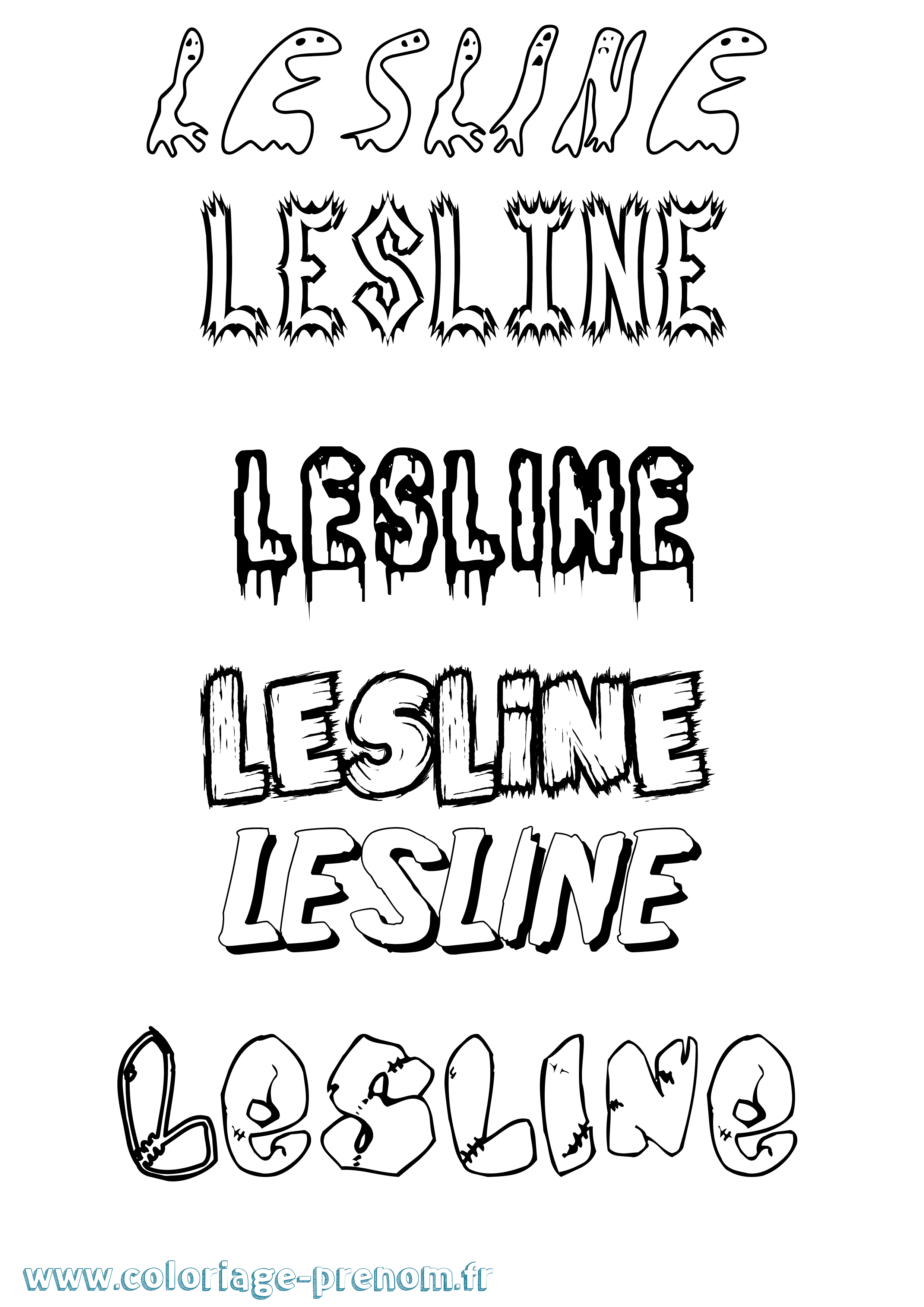 Coloriage Lesline Frisson Coloriage prénom Lesline Frisson