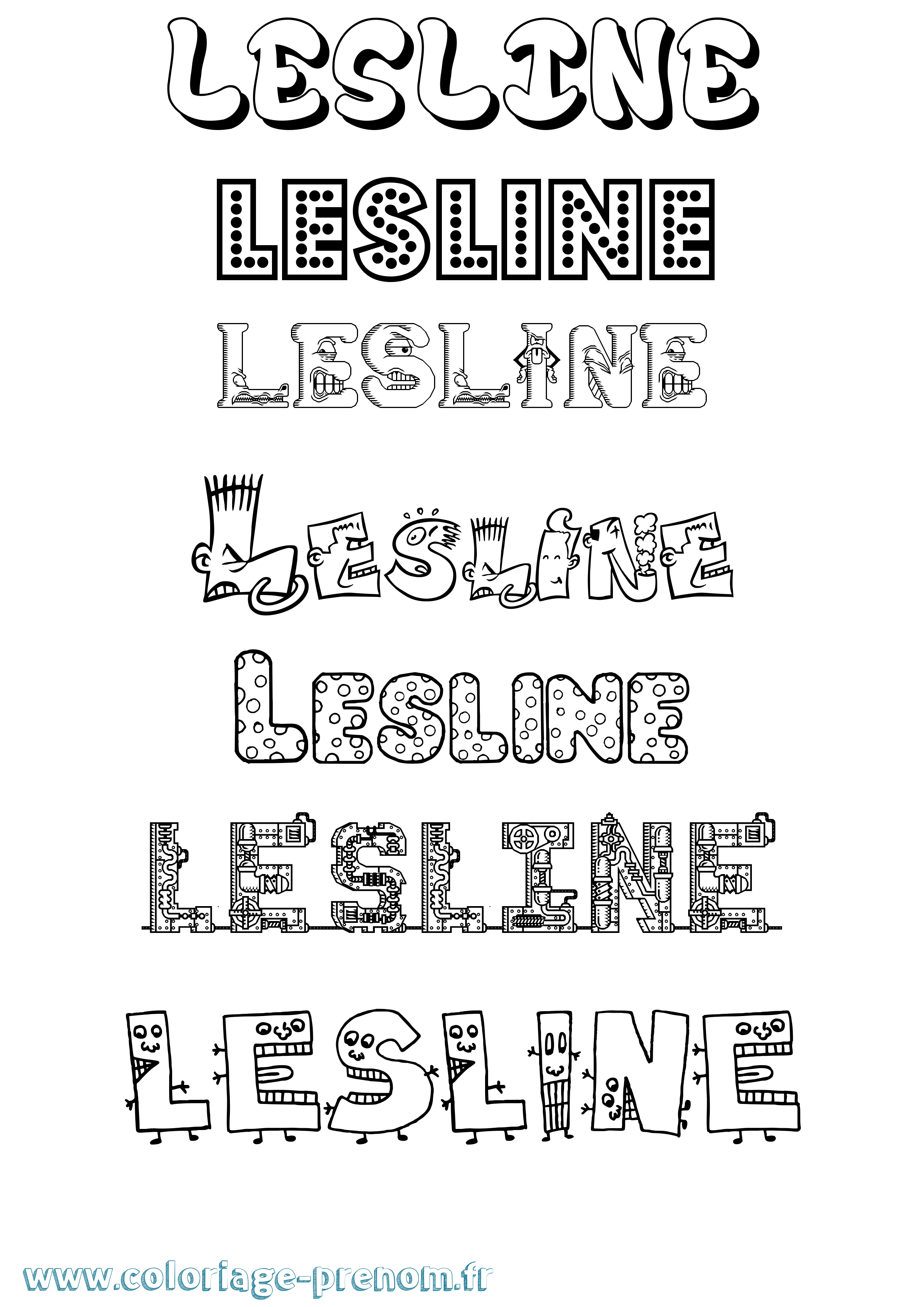 Coloriage Lesline Fun Coloriage prénom Lesline Fun