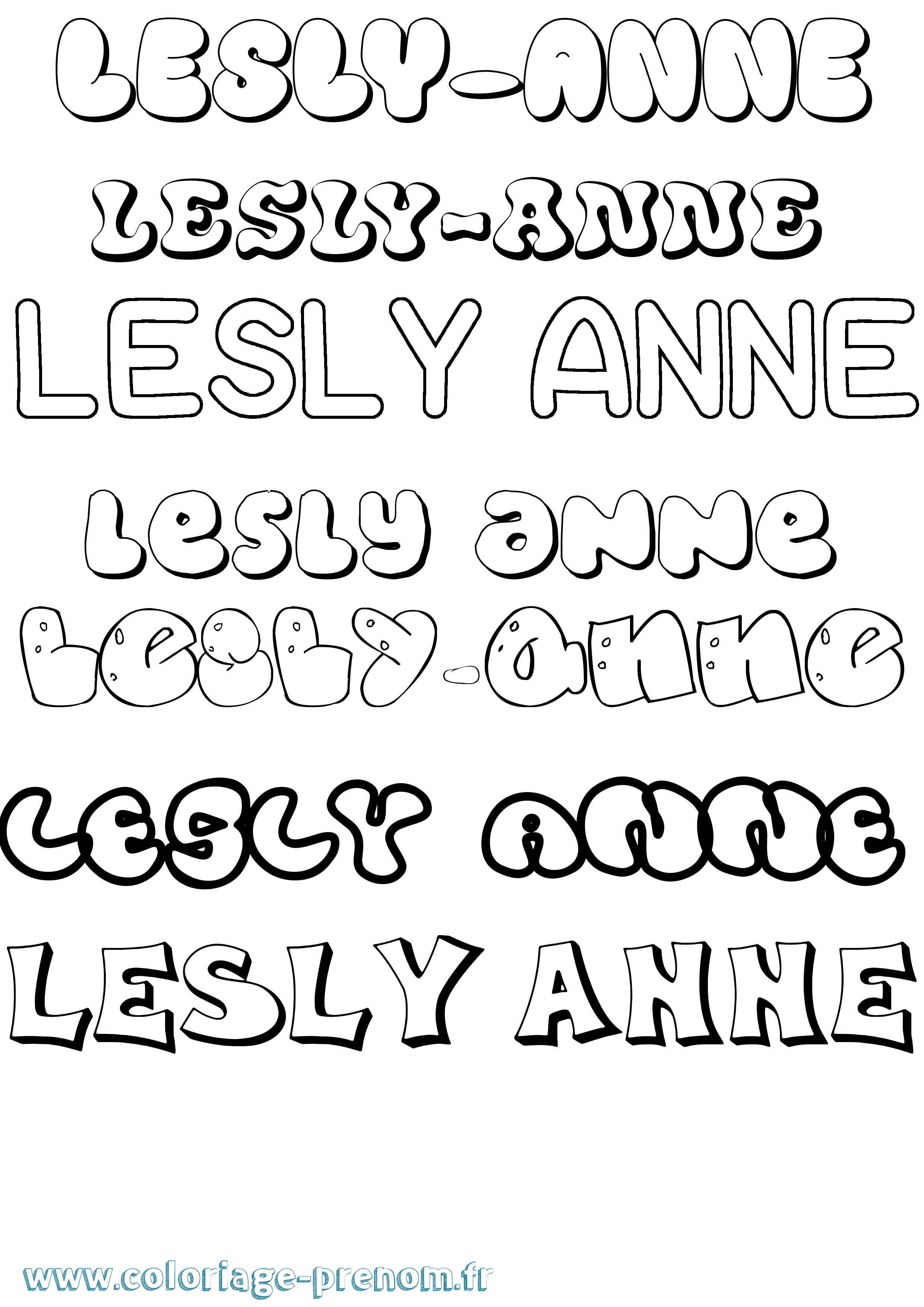 Coloriage Lesly-Anne Bubble Coloriage prénom Lesly-Anne Bubble