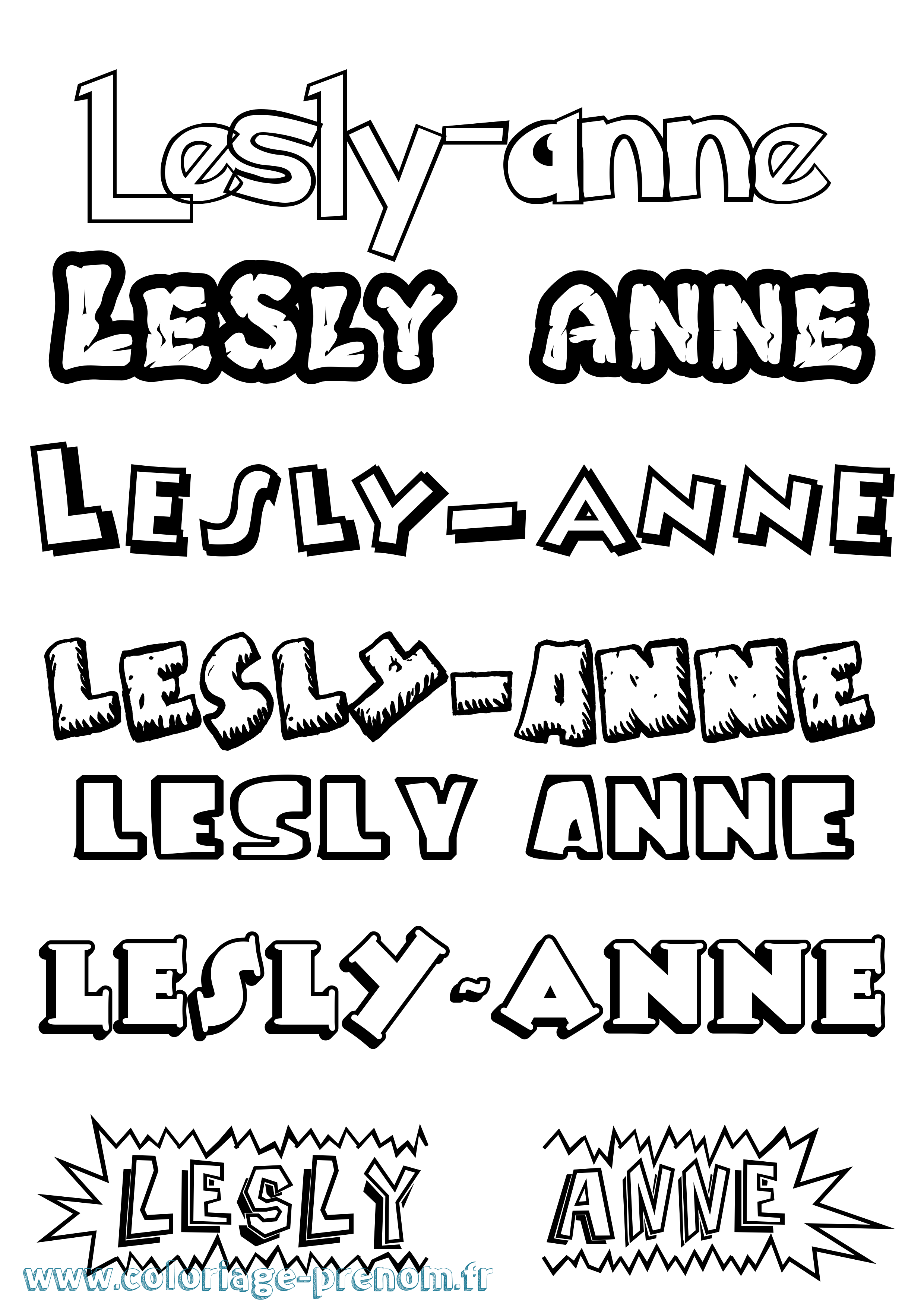 Coloriage Lesly-Anne Dessin Animé Coloriage prénom Lesly-Anne Dessin Animé
