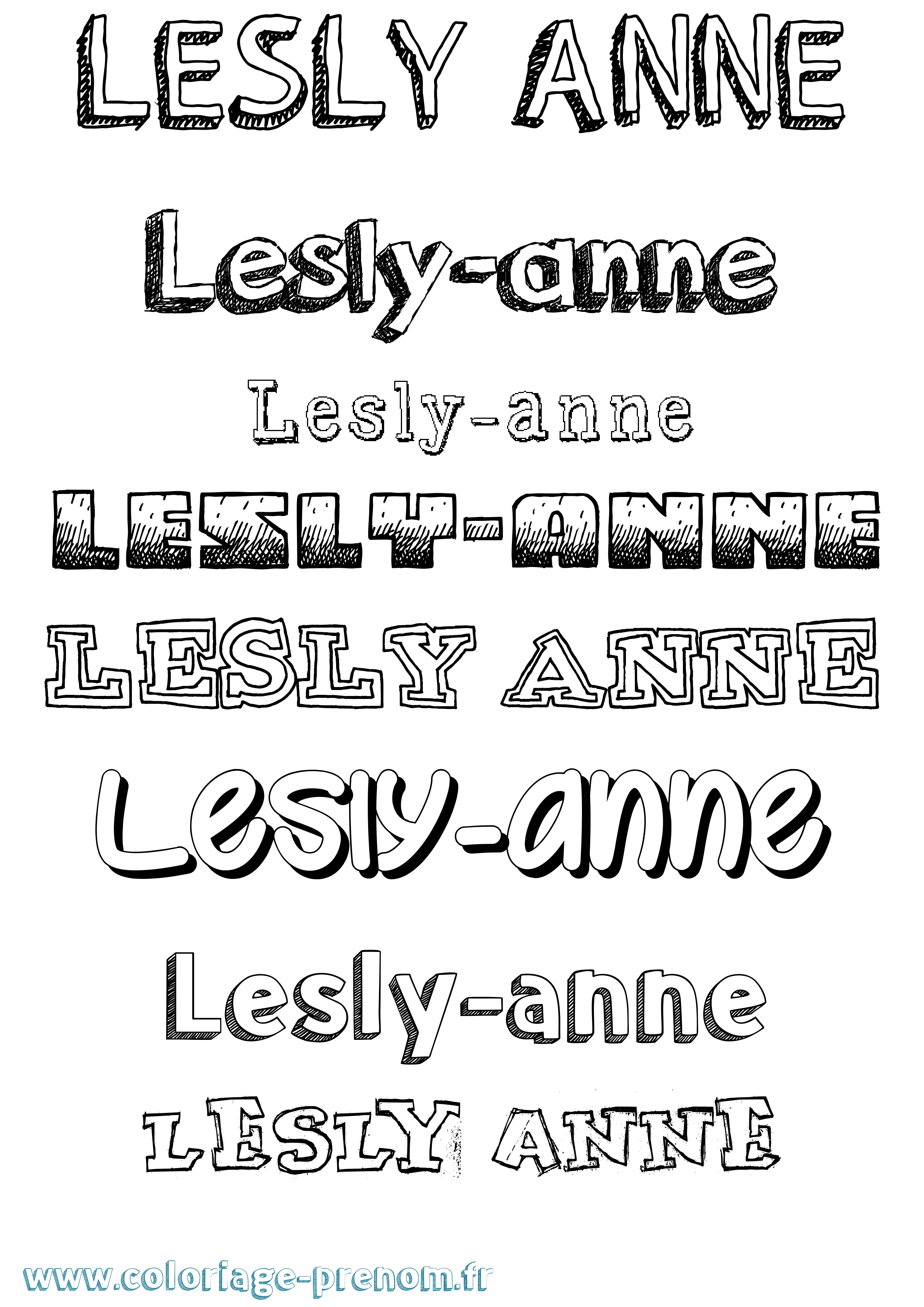 Coloriage Lesly-Anne Dessiné Coloriage prénom Lesly-Anne Dessiné