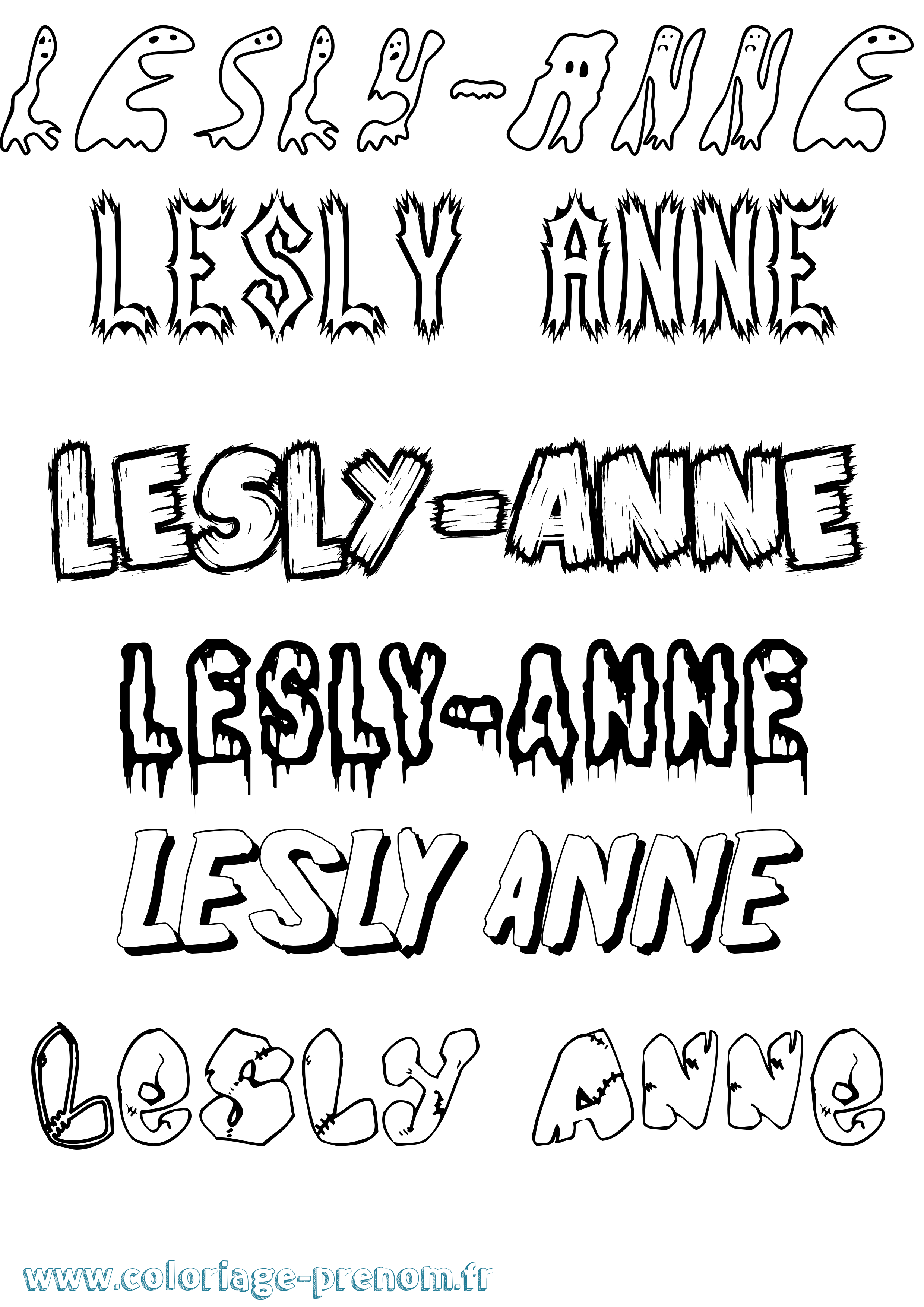 Coloriage Lesly-Anne Frisson Coloriage prénom Lesly-Anne Frisson