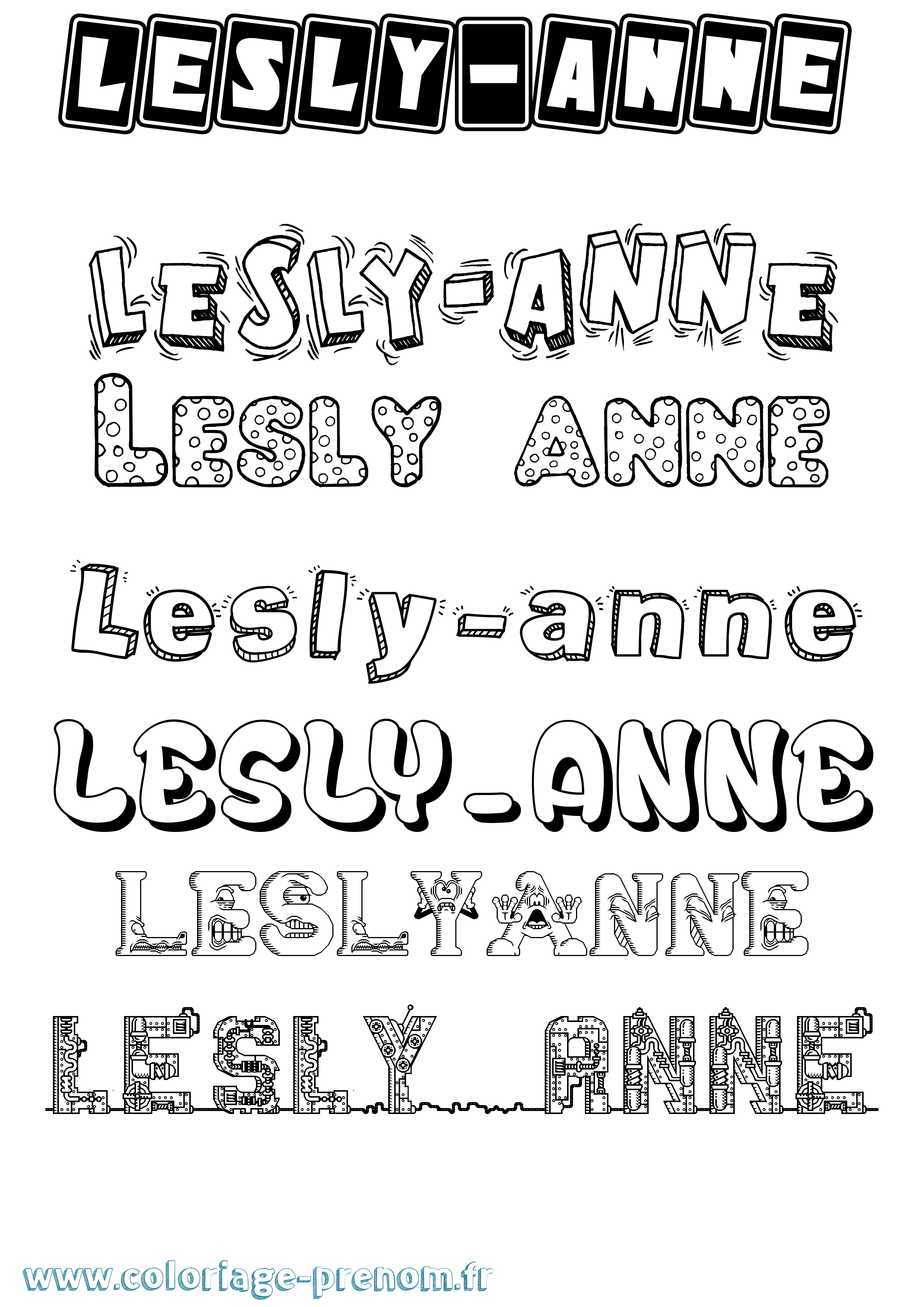 Coloriage Lesly-Anne Fun Coloriage prénom Lesly-Anne Fun