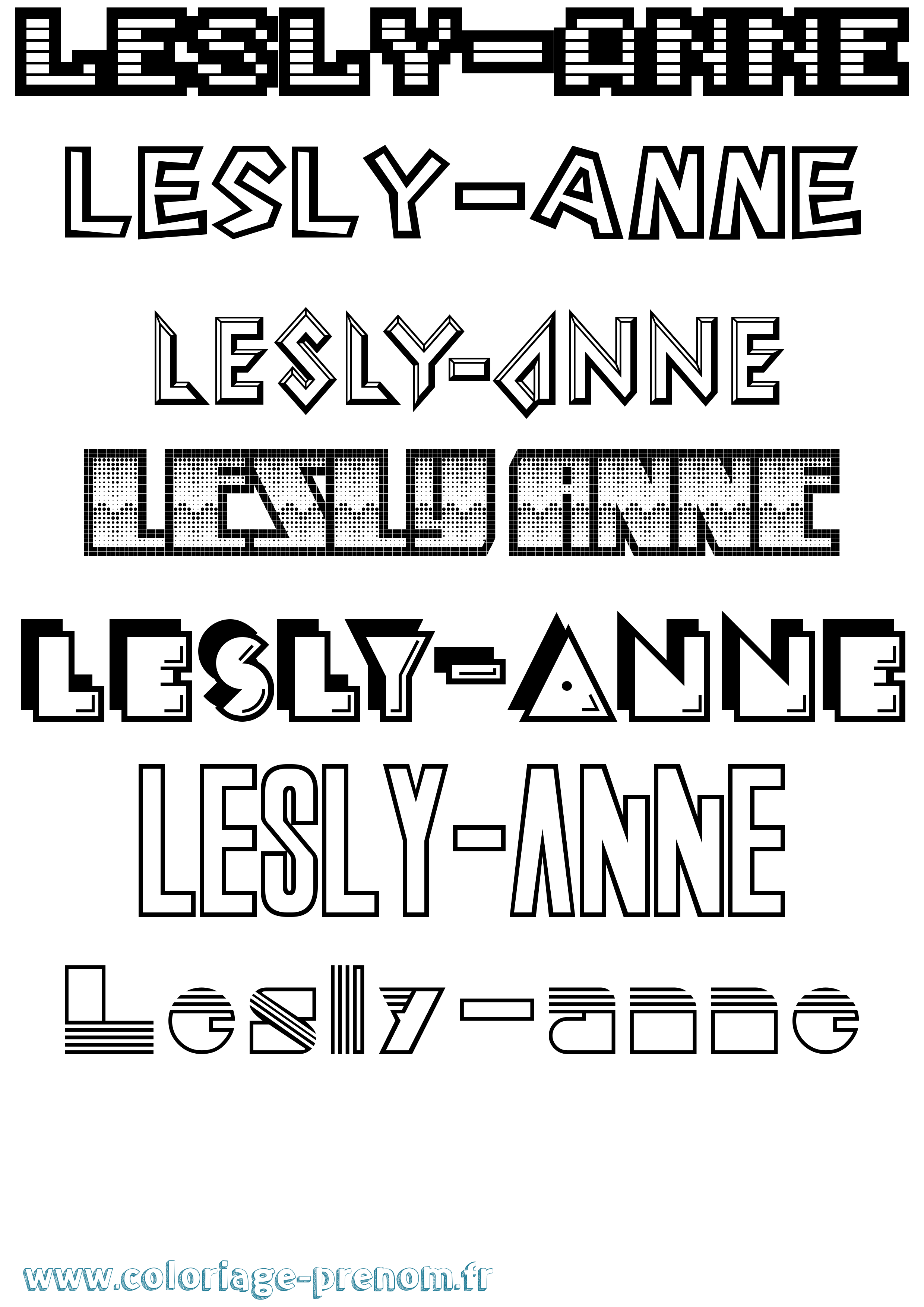 Coloriage Lesly-Anne Jeux Vidéos Coloriage prénom Lesly-Anne Jeux Vidéos