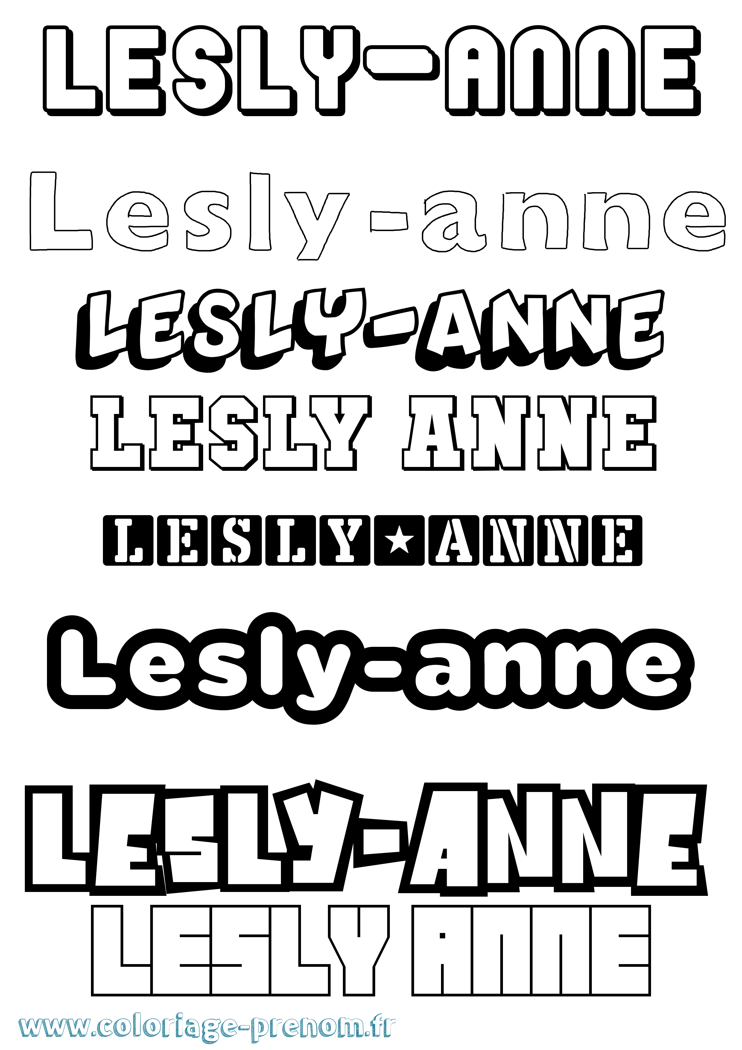 Coloriage Lesly-Anne Simple Coloriage prénom Lesly-Anne Simple