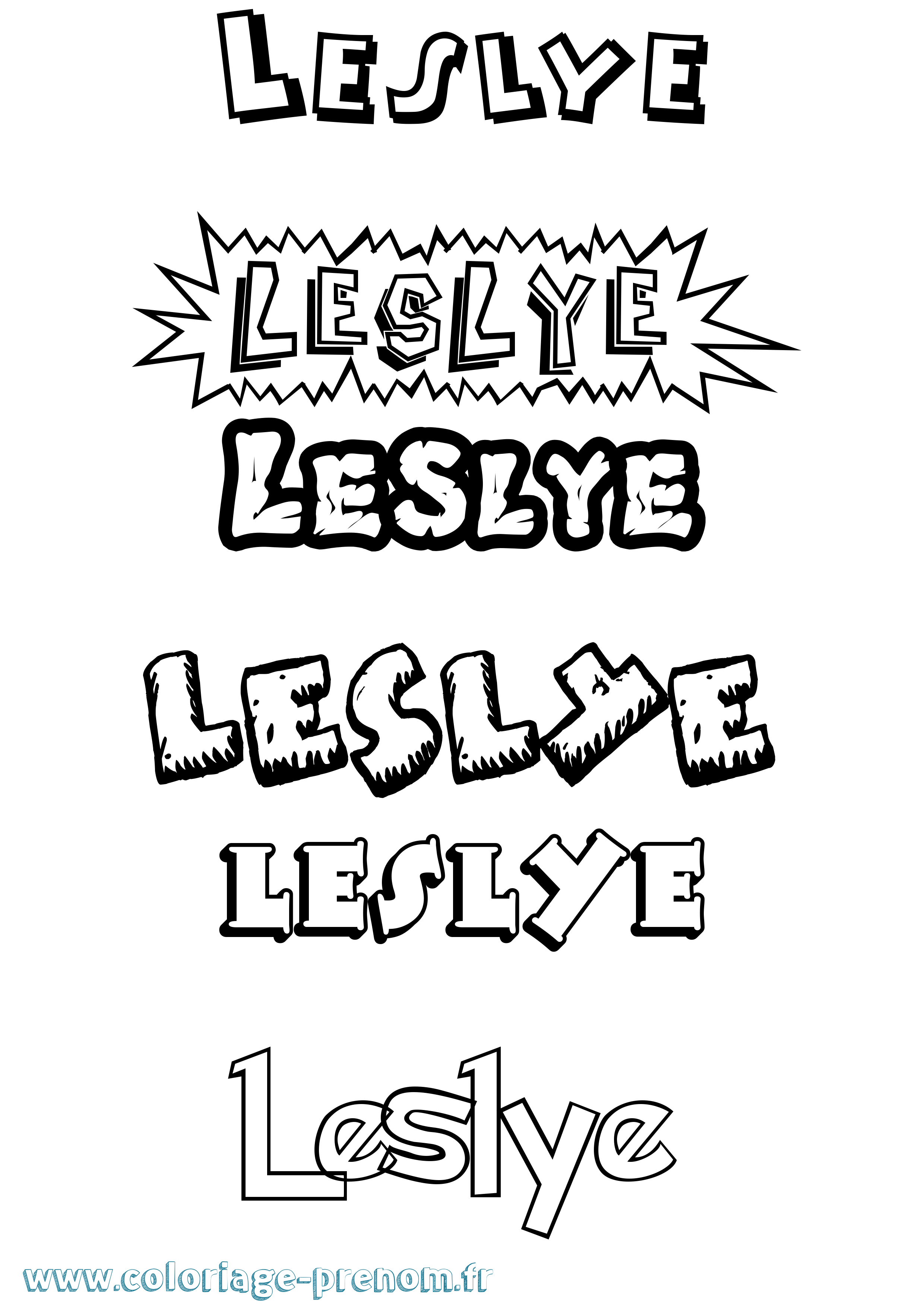Coloriage Leslye Dessin Animé Coloriage prénom Leslye Dessin Animé