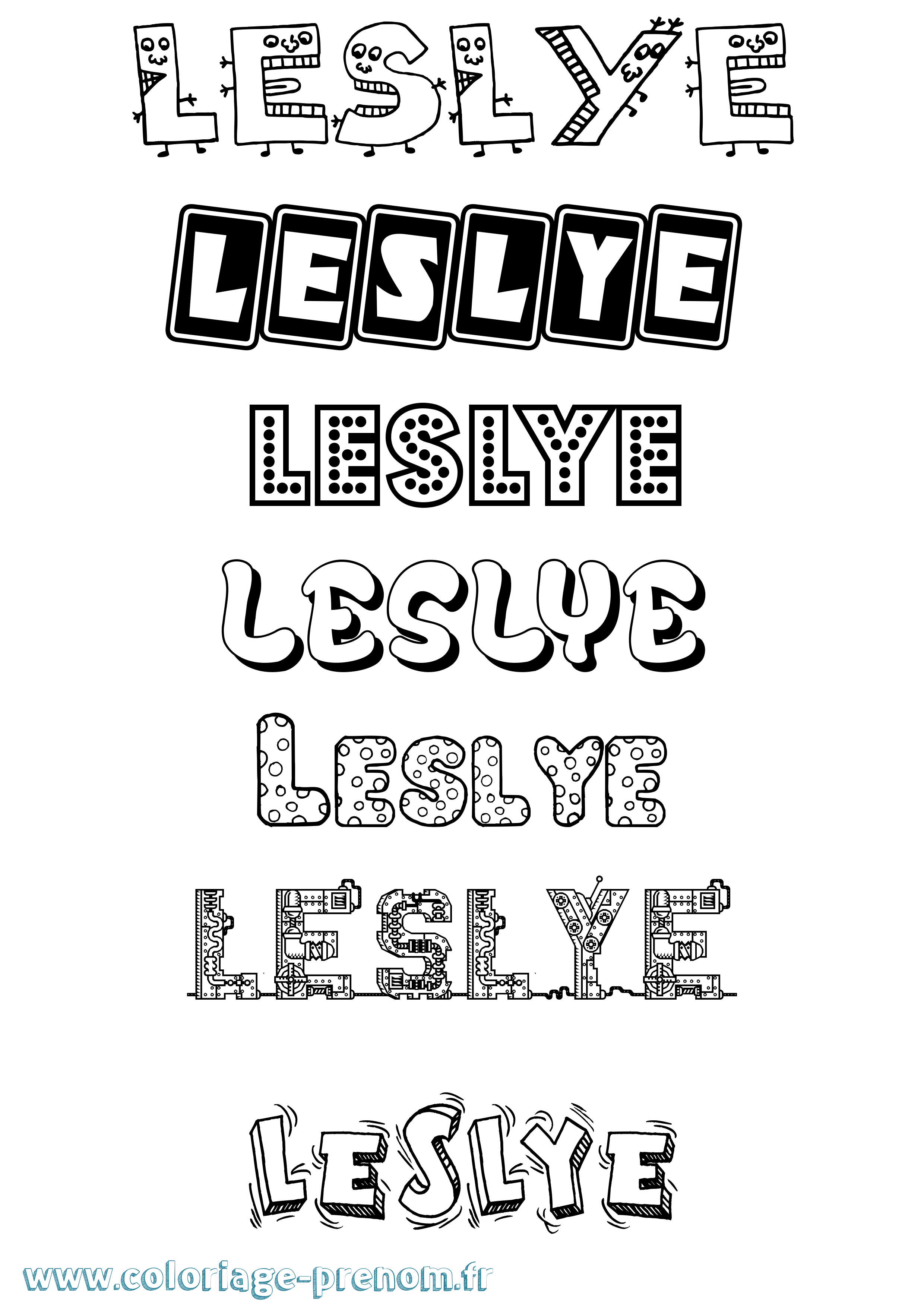 Coloriage Leslye Fun Coloriage prénom Leslye Fun