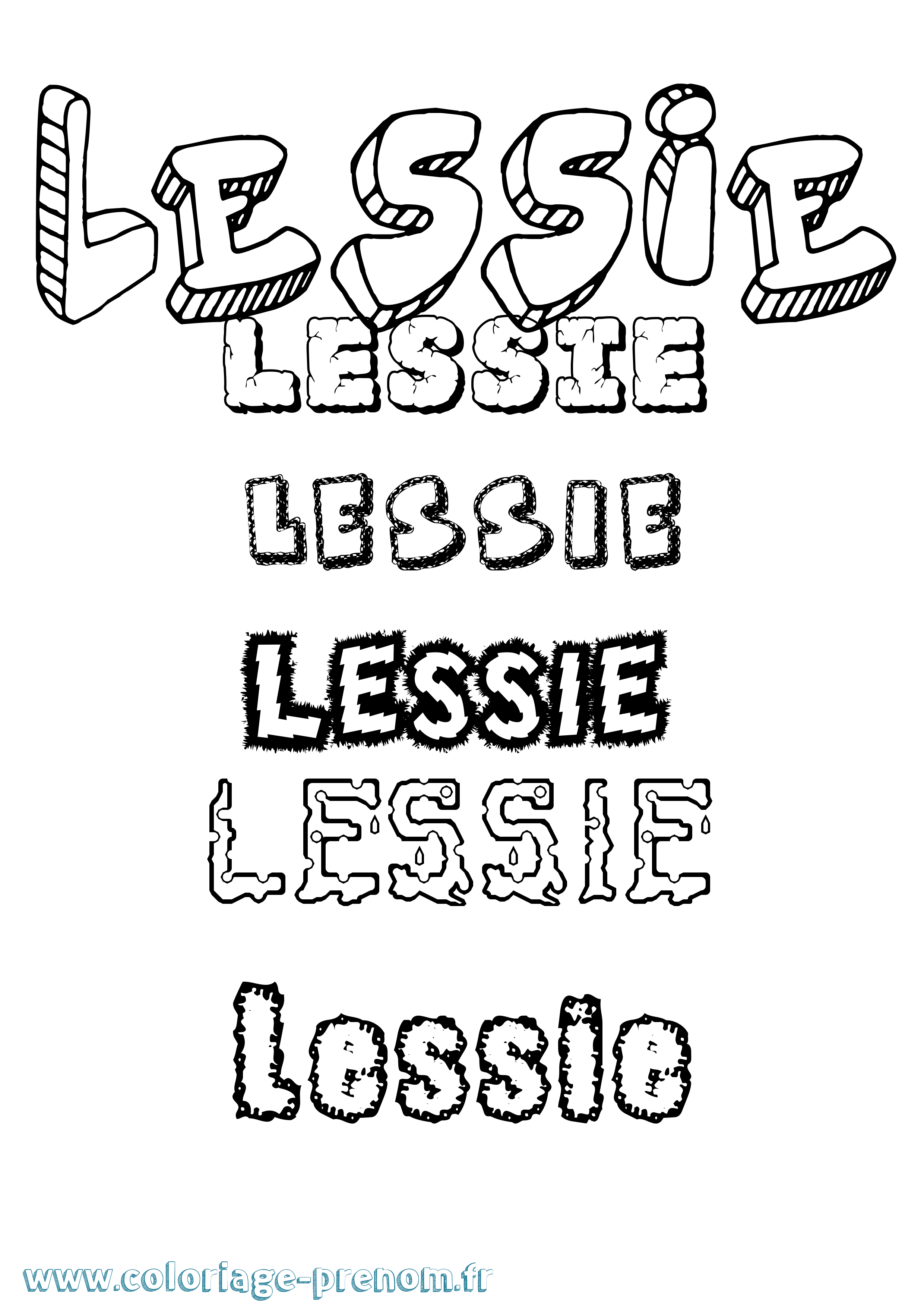 Coloriage Lessie Destructuré Coloriage prénom Lessie Destructuré